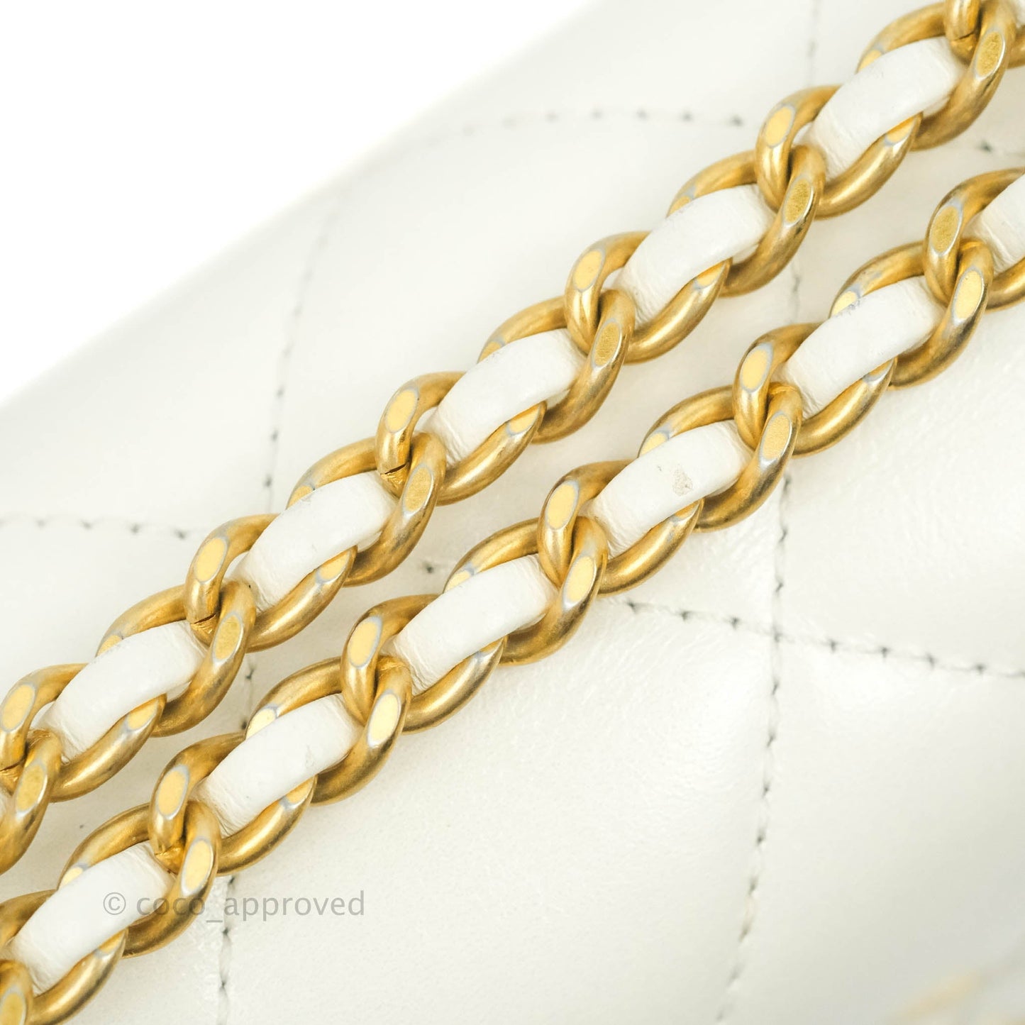 Chanel Quilted Mini Perfect Fit Adjustable White Calfskin Aged Gold Hardware