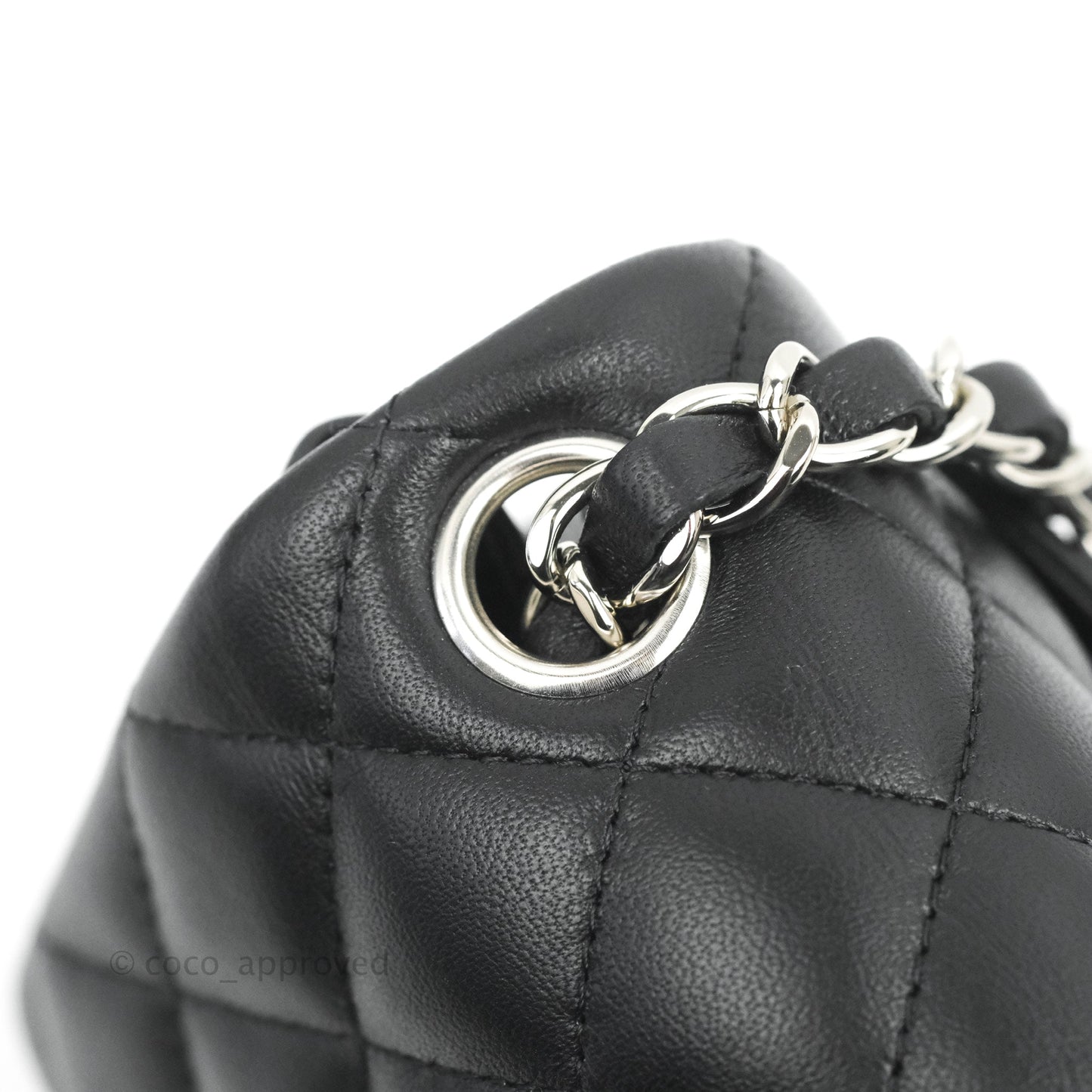 Chanel Mini Square Black Lambskin Silver Hardware