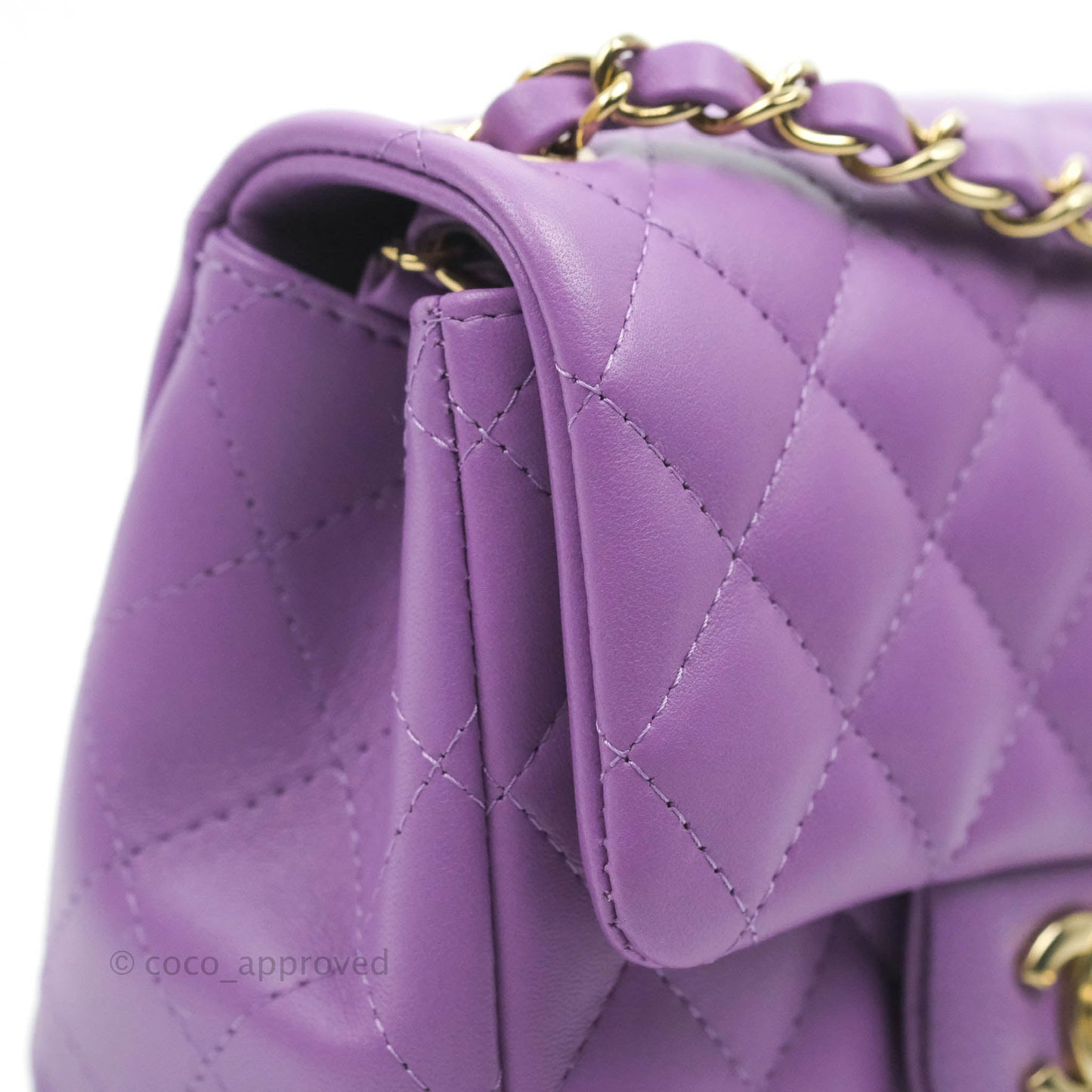 Chanel Mini Square Purple Lambskin Gold Hardware 22P