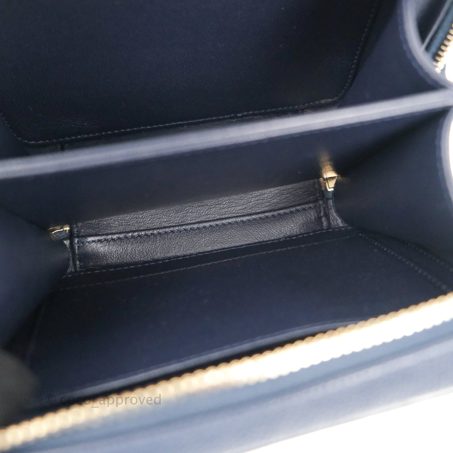 Chanel Quilted Small CC Filigree Vanity Case Navy Caviar Gold Hardware