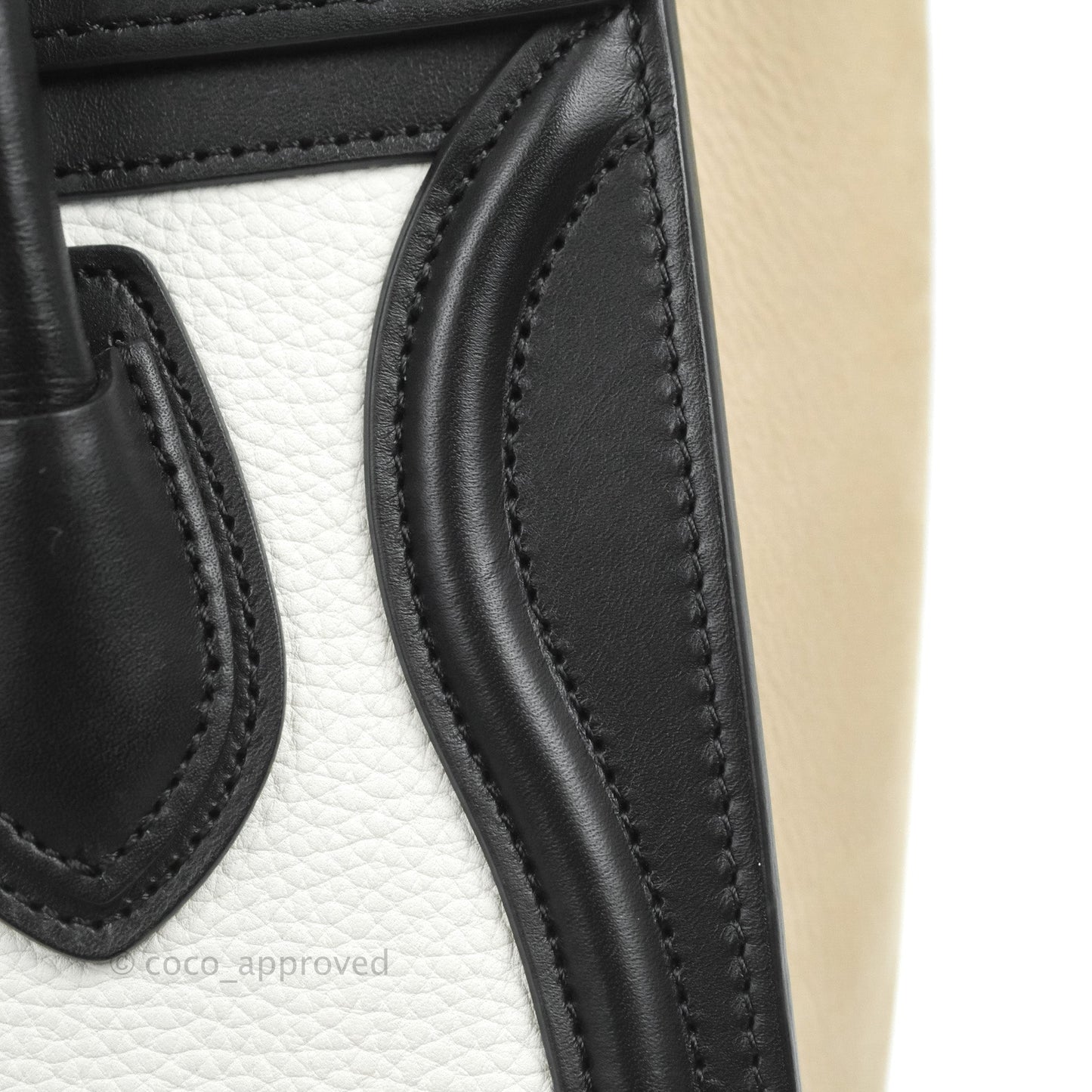 Celine Nano Luggage Bag Tricolour Dune/White/Black Grained Calfskin