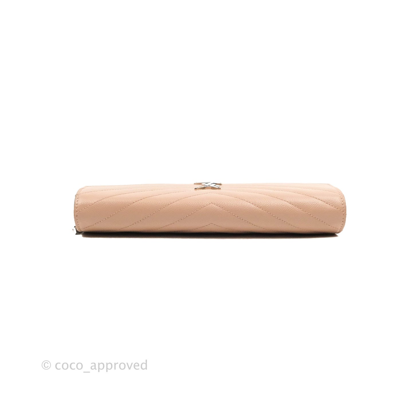 Saint Laurent Wallet on Chain Beige Pink Grained Leather Silver Hardware