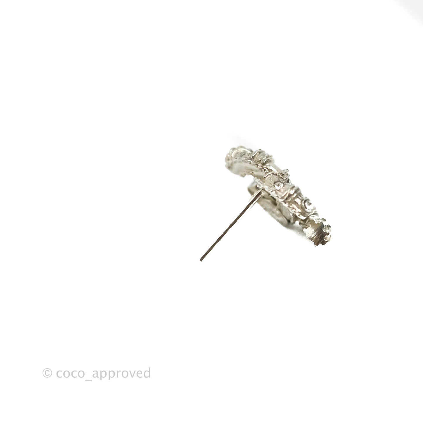 Chanel CC Earrings Silver Tone 15C