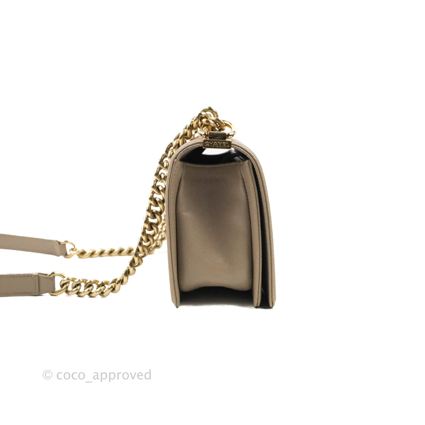 Chanel Quilted Medium Boy Grey Caviar Gold Hardware