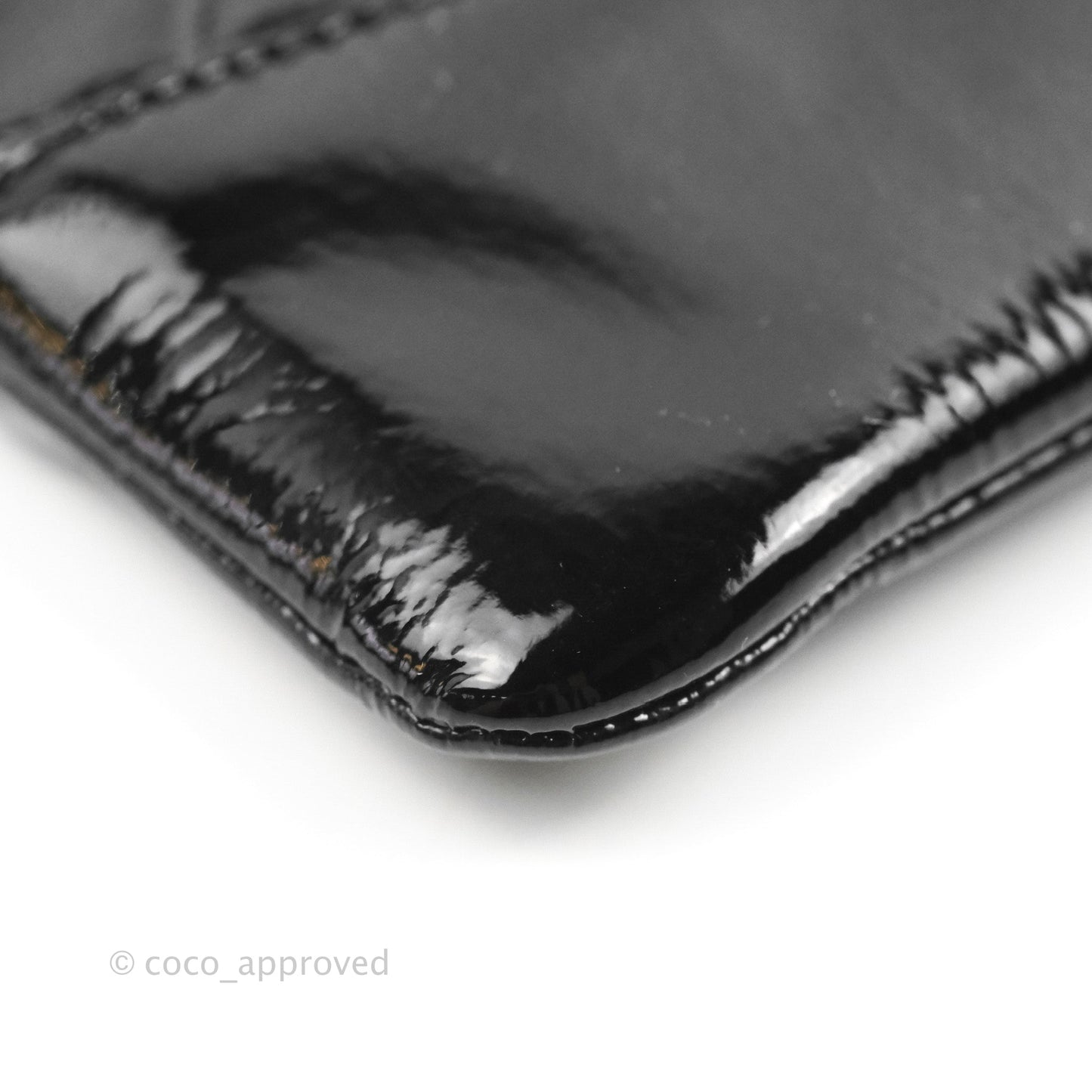 Chanel Gabrielle O Case Quilted Black Patent Goatskin