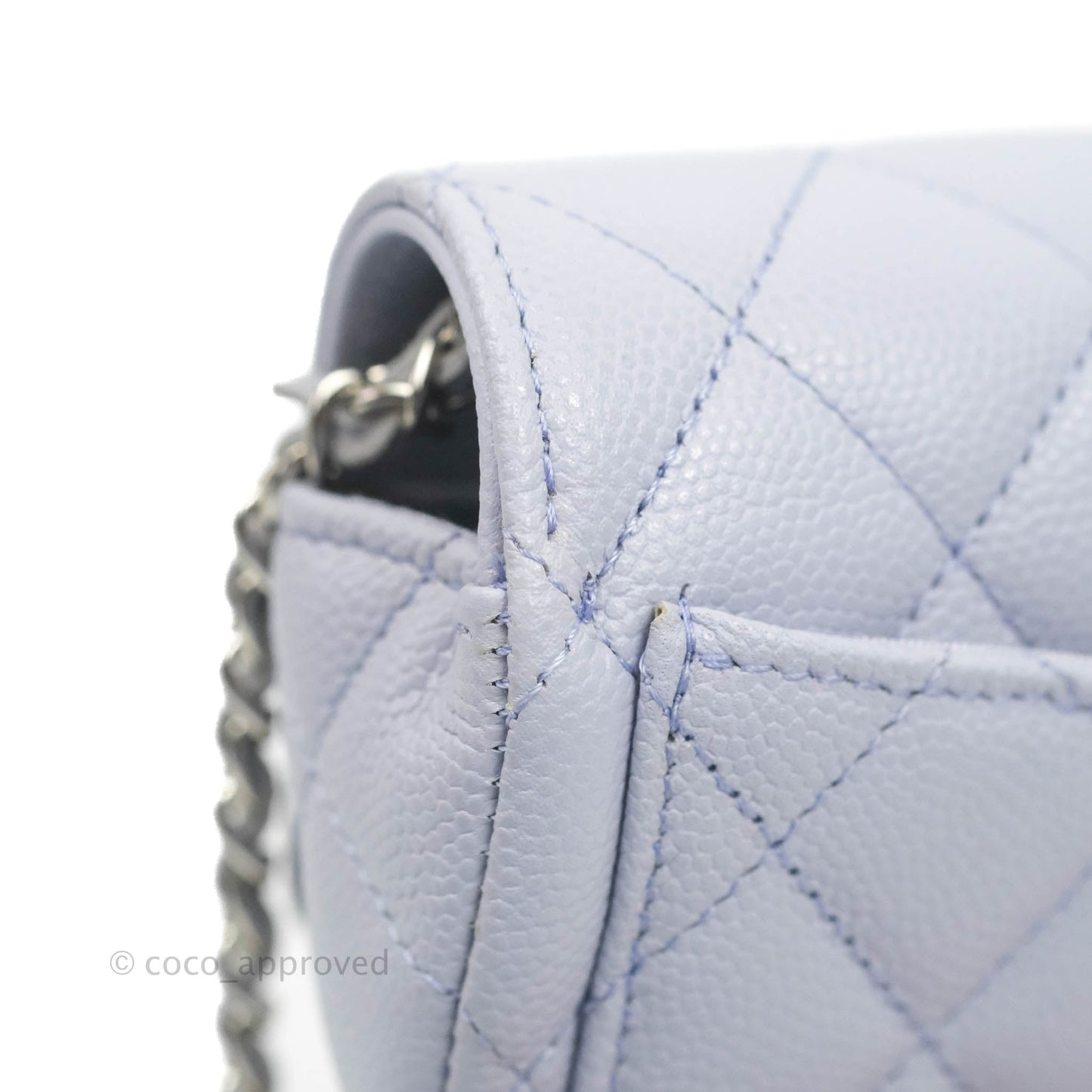 Chanel Quilted Case With Chain Lilac Caviar Silver Hardware