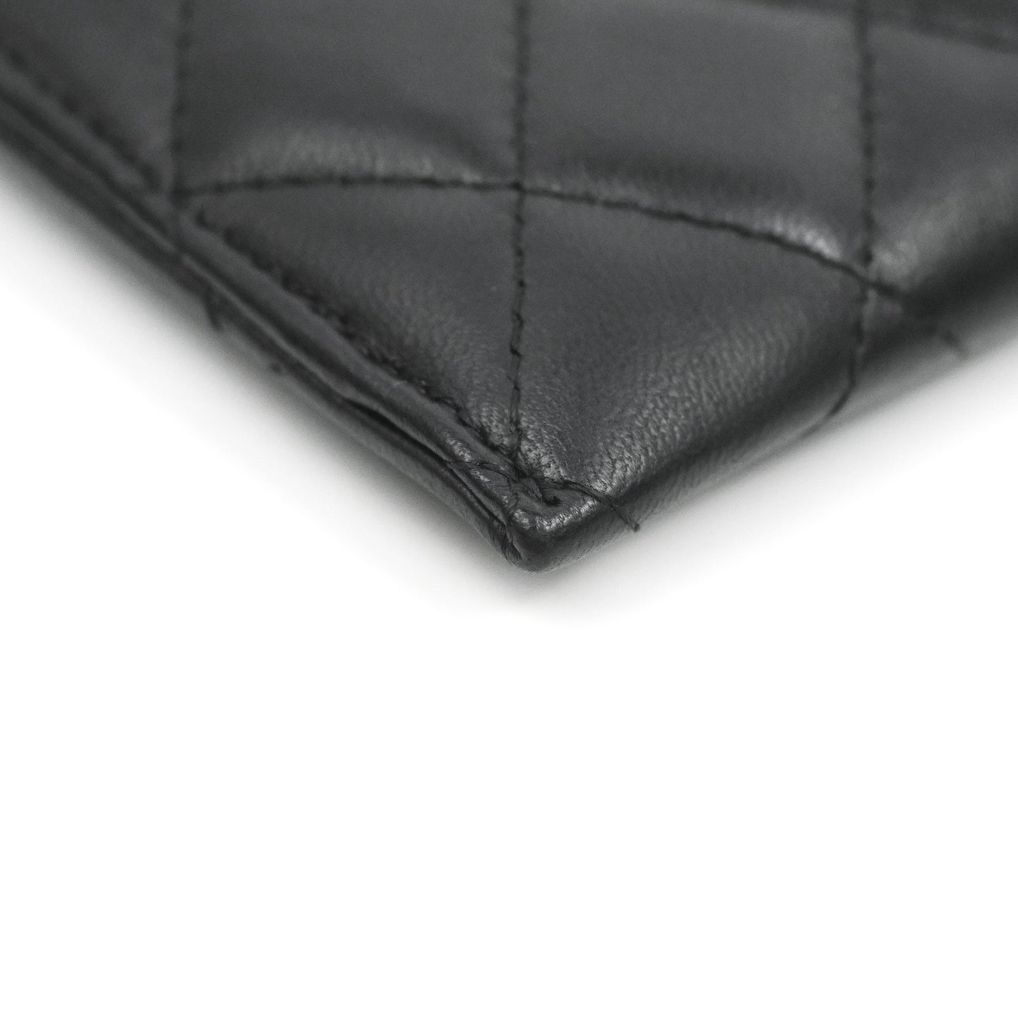 Chanel Classic Zip Pouch Glitter CC Black Lambskin Silver Hardware