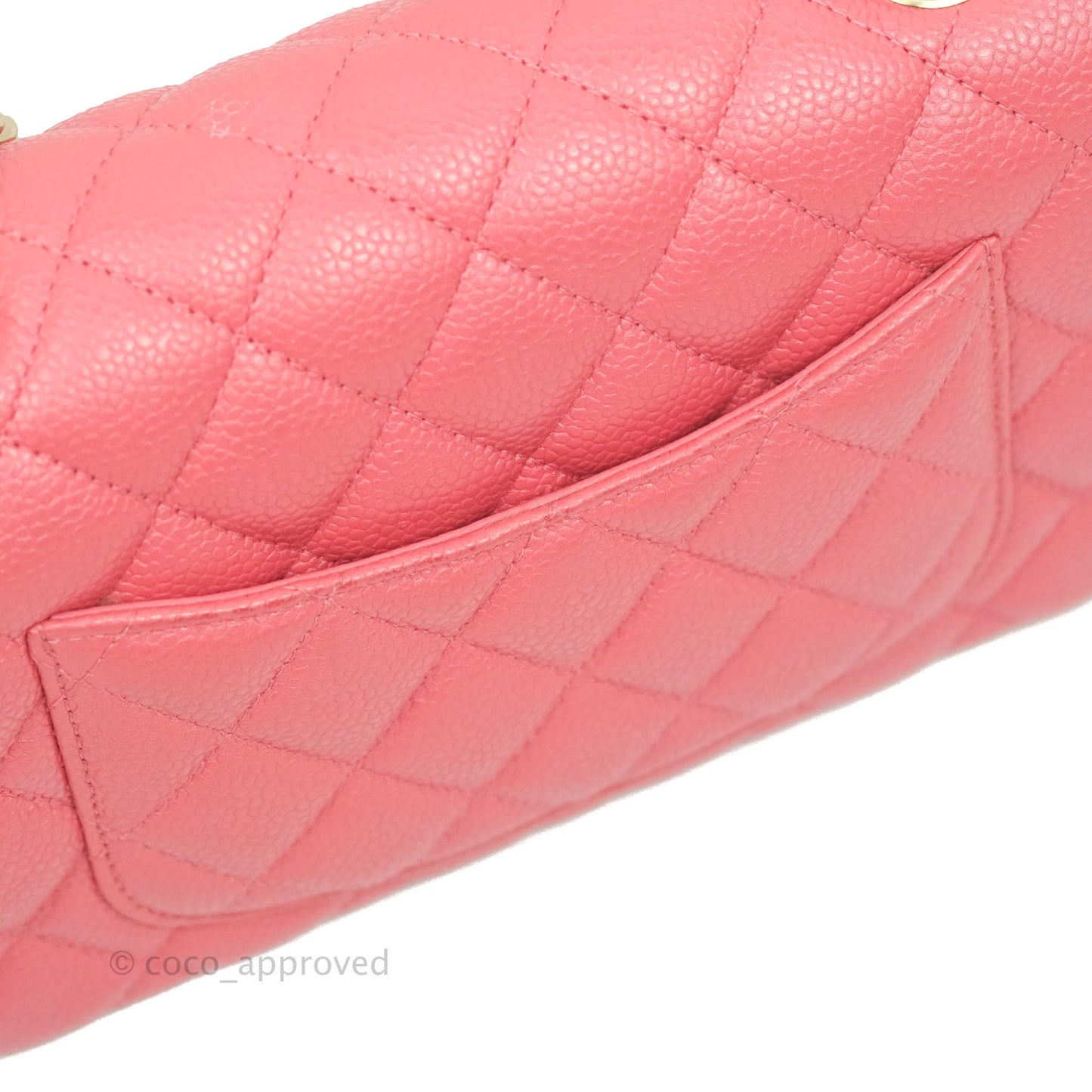 Chanel Quilted Mini Rectangular Flap Pearly Pink Caviar Gold Hardware 18S