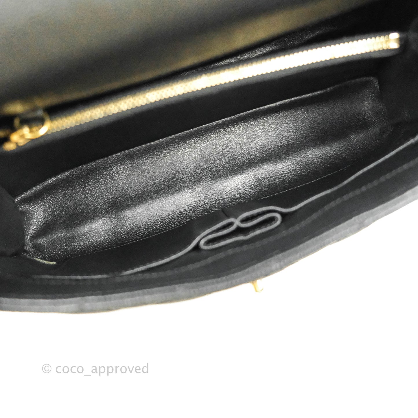 Chanel Medium Coco Handle Quilted Black Caviar Lizard Handle Gold Hardware