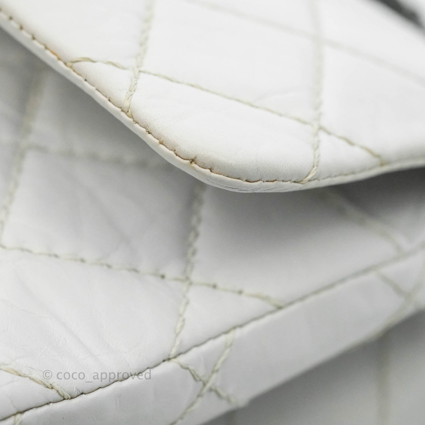Chanel Quilted Reissue 226 Flap White Aged Calfskin Gun Metal Hardware