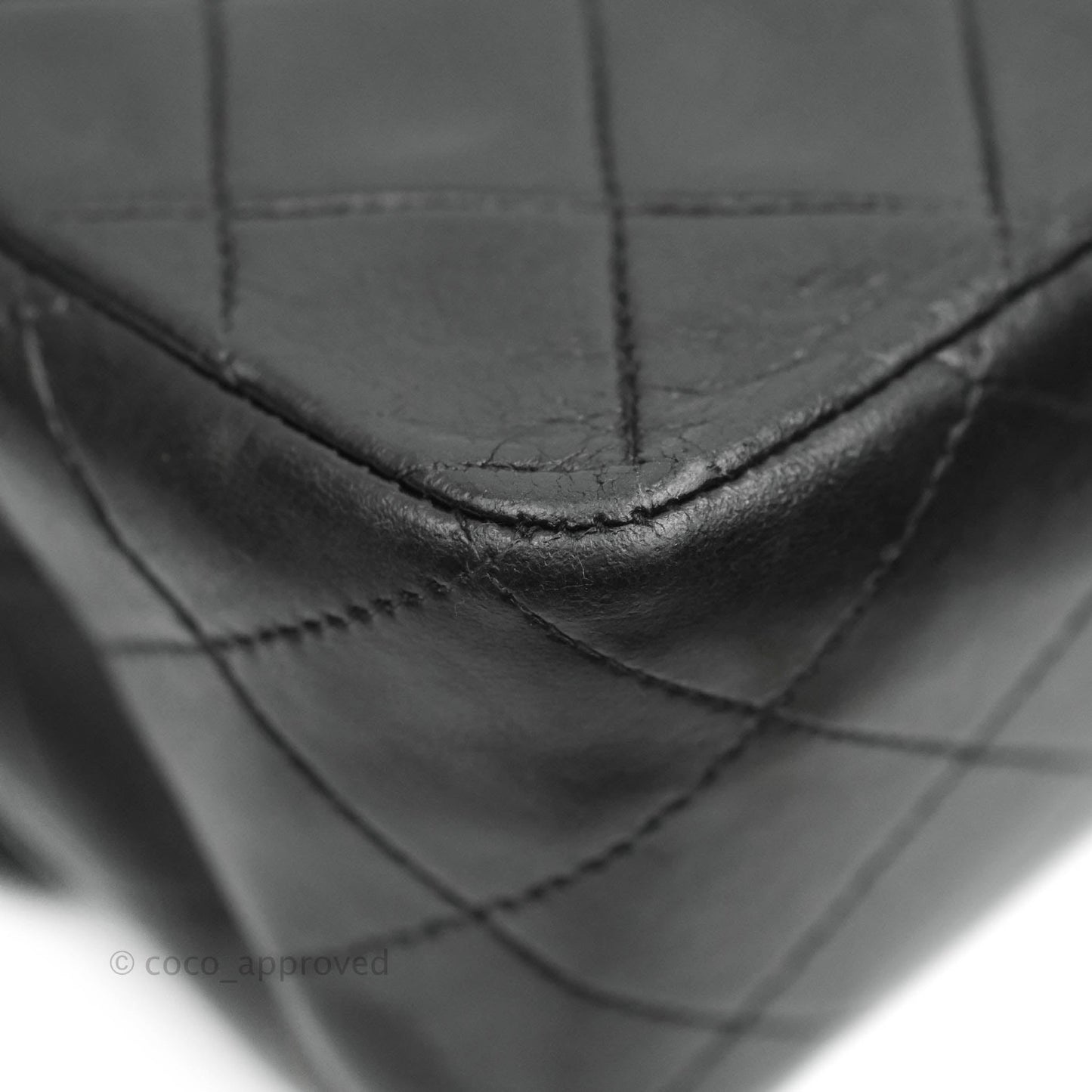 Chanel Vintage Classic M/L Medium Double Flap Bag Black Lambskin 24K Gold Hardware