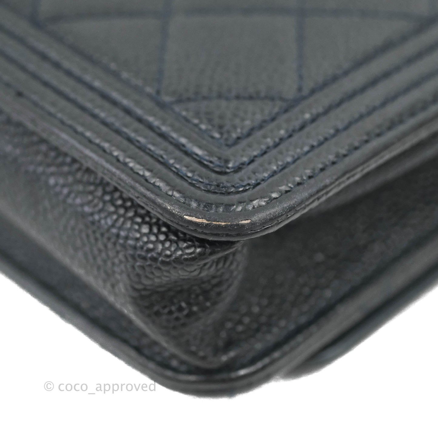Chanel Boy Wallet on Chain WOC Ver Dark Navy Caviar Aged Gold Hardware