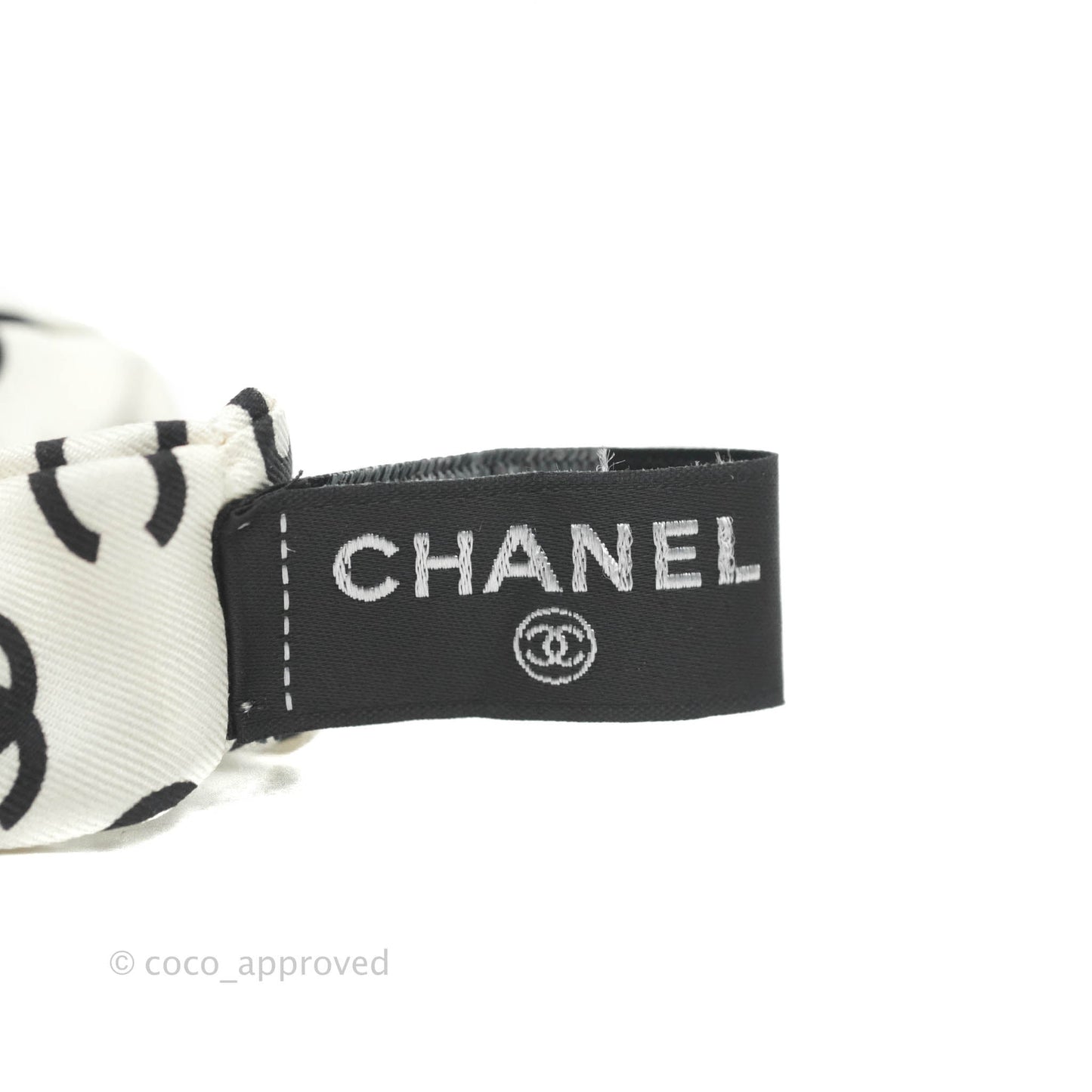 Chanel Coco Bow Silk Hair Accessory Ivory & Black