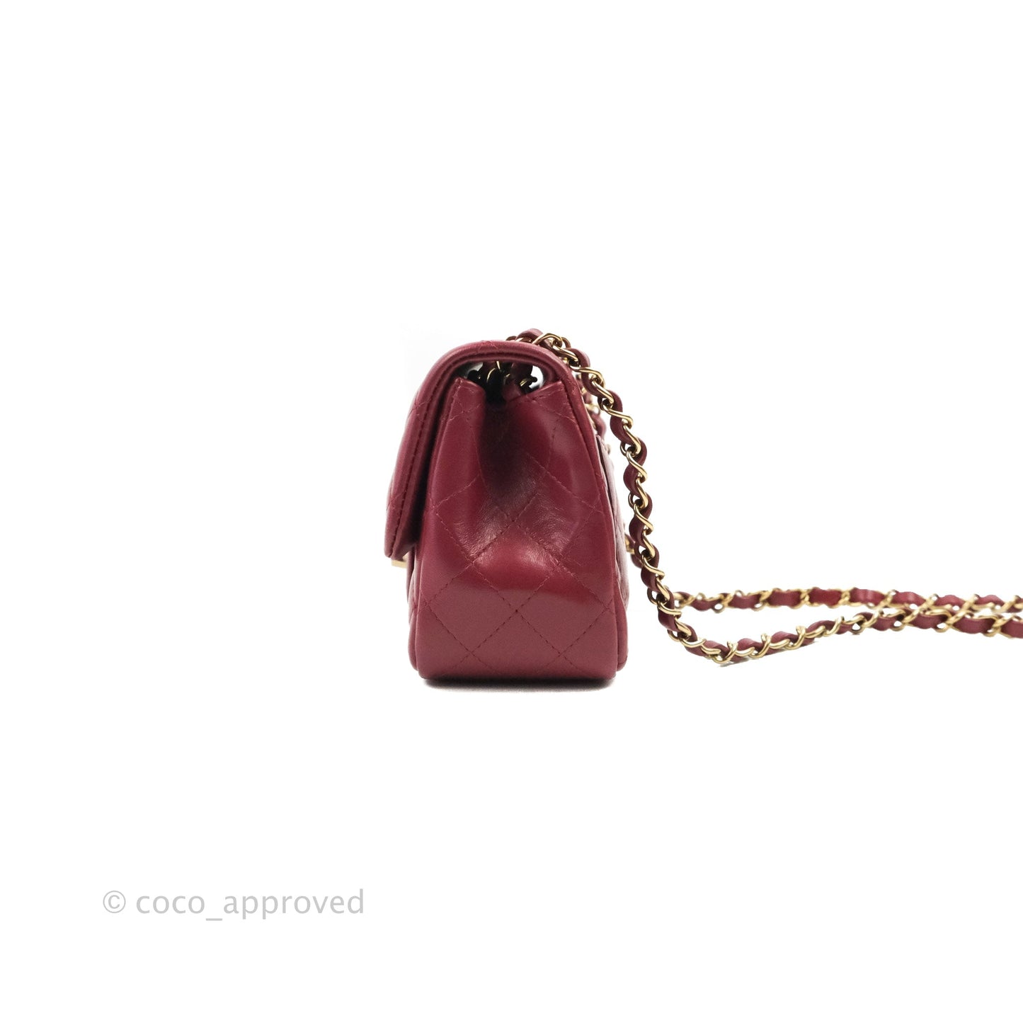 Chanel Quilted Mini Square Burgundy Lambskin Gold Hardware