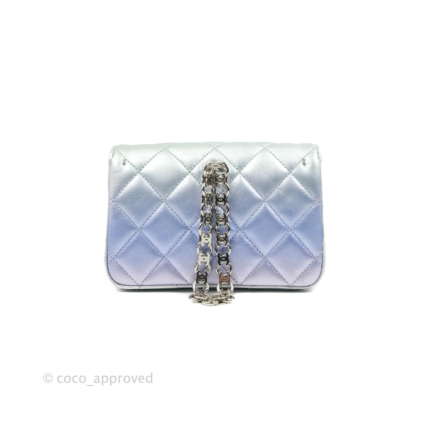 Chanel Wristlet Clutch Iridescent Rainbow Calfskin Leather 21K