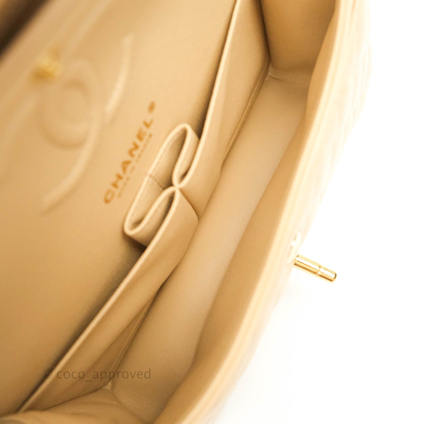 Chanel Classic Small S/M Flap Beige Caviar Gold Hardware
