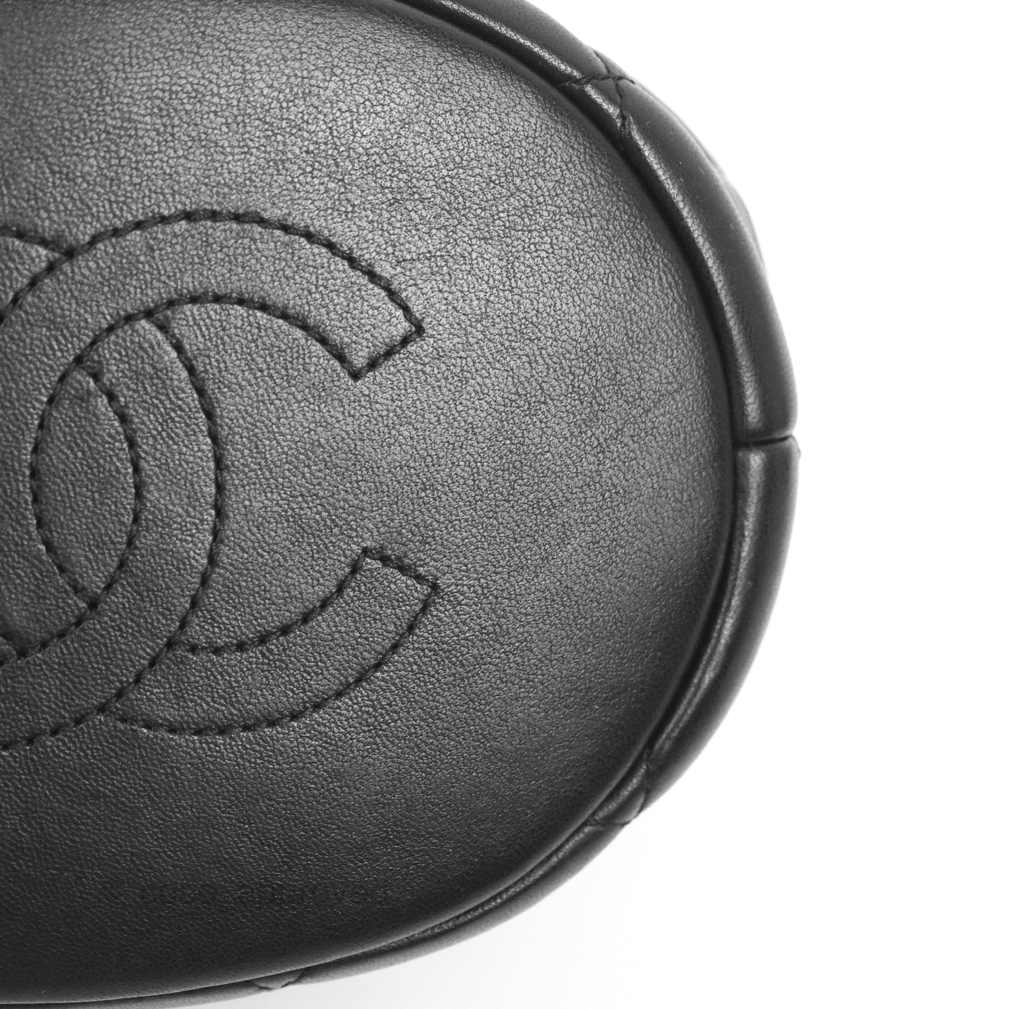 Chanel Quilted My Perfect CC Bucket Drawstring Bag Black Lambskin