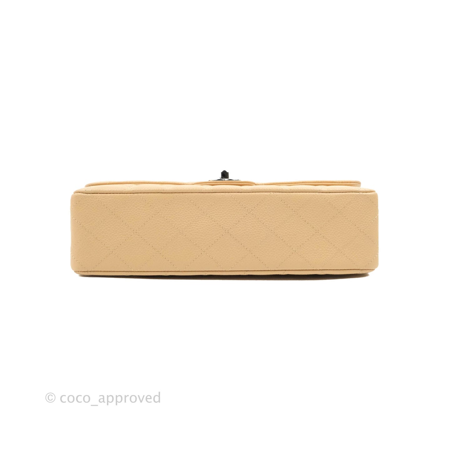 Chanel Classic M/L Medium Flap Quilted Beige Caviar Silver Hardware
