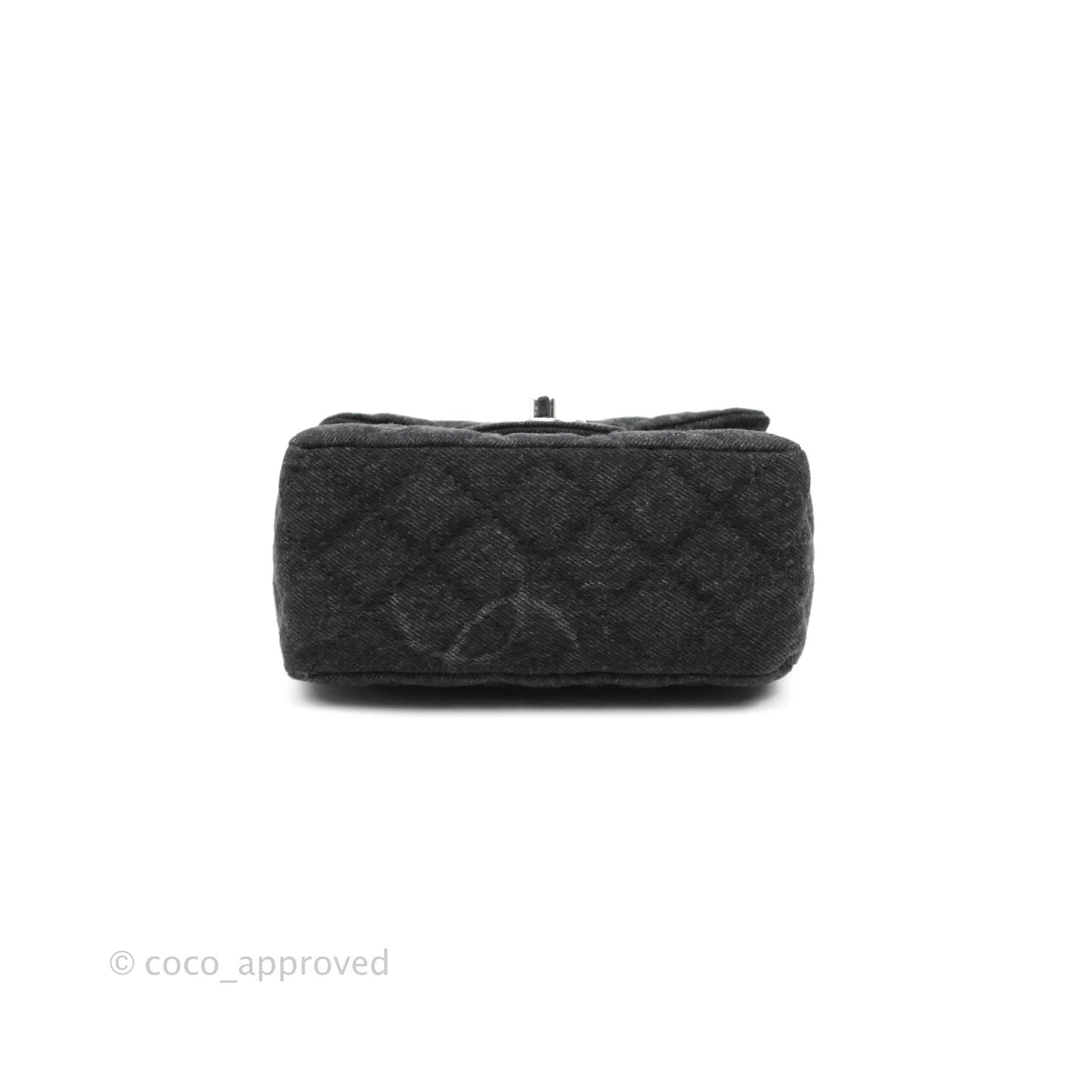 Chanel Quilted Mini Square Black Denim Silver Hardware