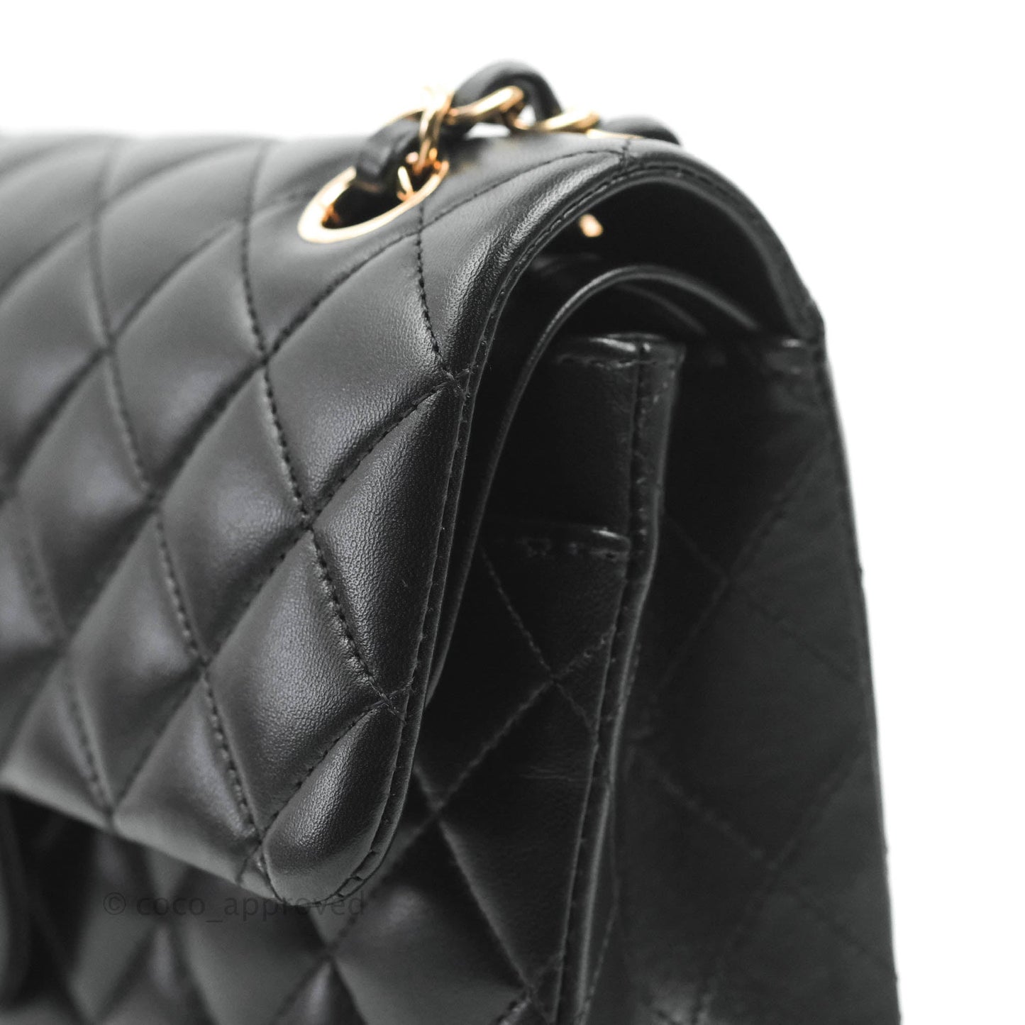 Chanel Classic Small S/M Flap Black Lambskin Rose Pink-Gold Hardware