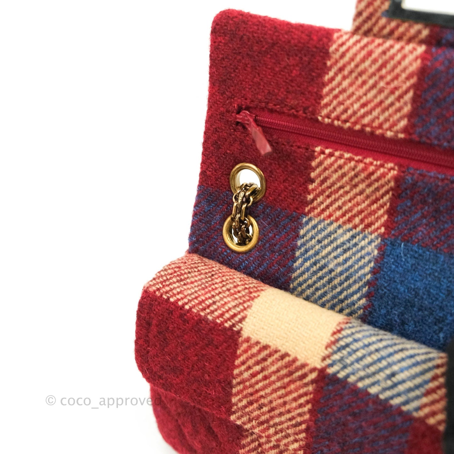 Chanel Mini Reissue 224 Wool Checked Aged Gold Hardware