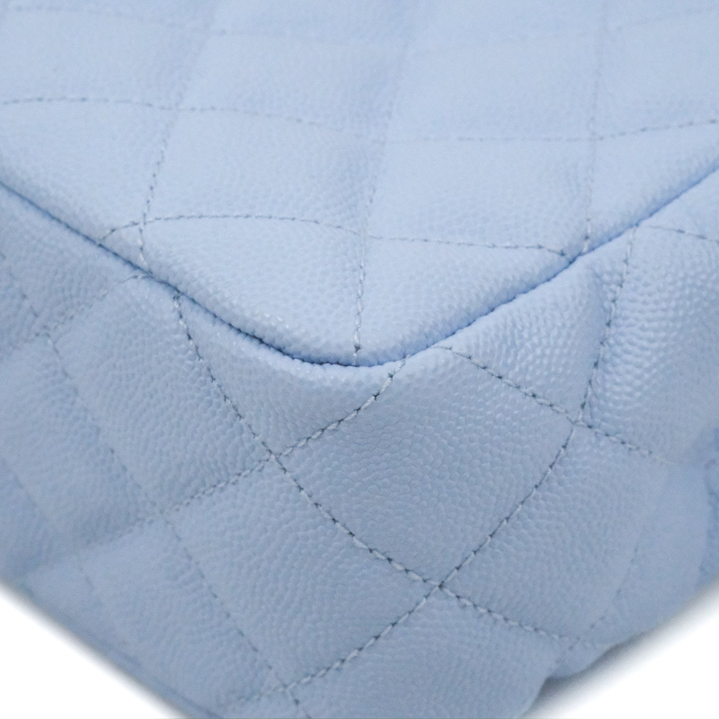 Chanel Quilted Wavy CC Hobo Light Blue Caviar Aged Gold Hardware 23P