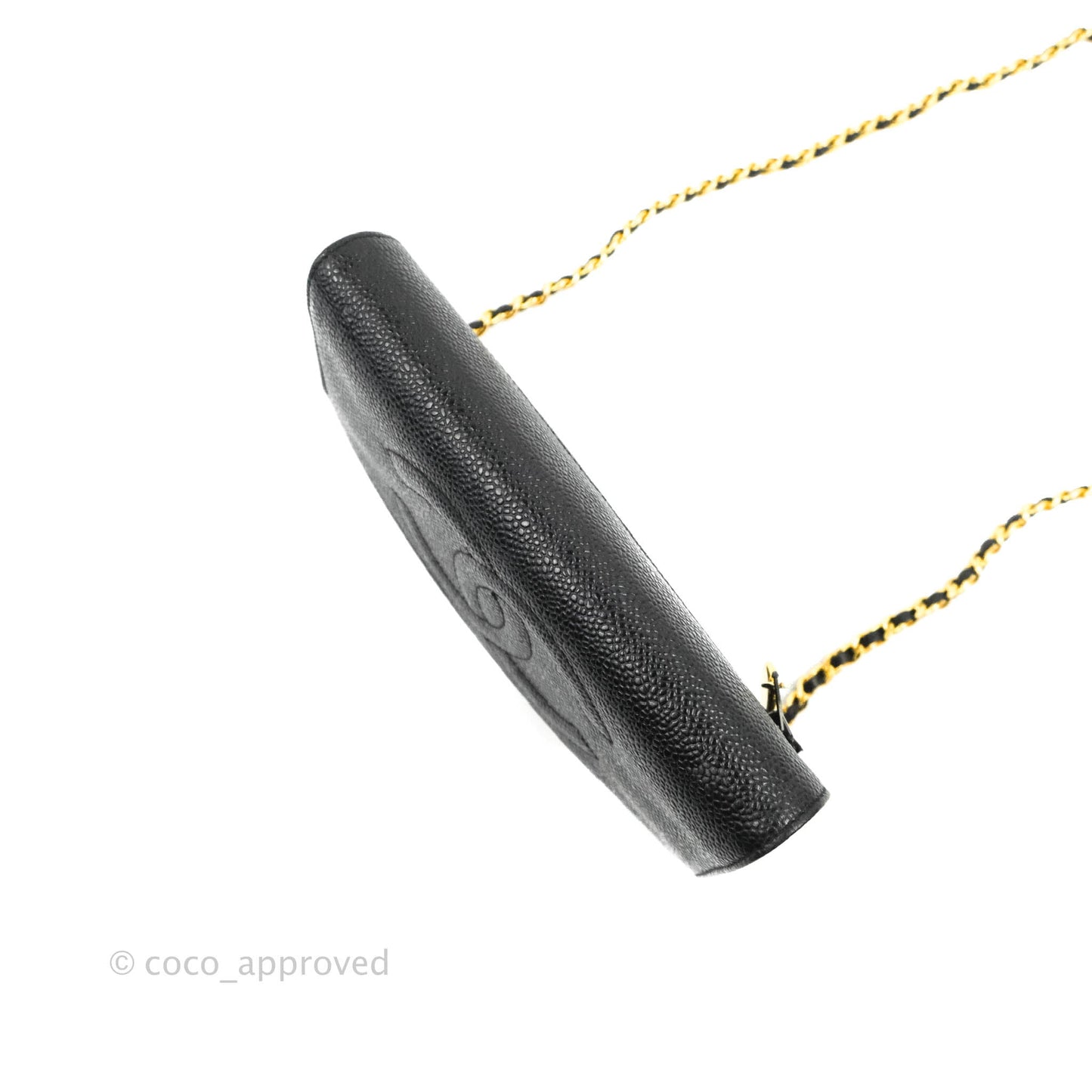 Chanel Vintage CC Wallet on Chain WOC Black Caviar Gold Hardware