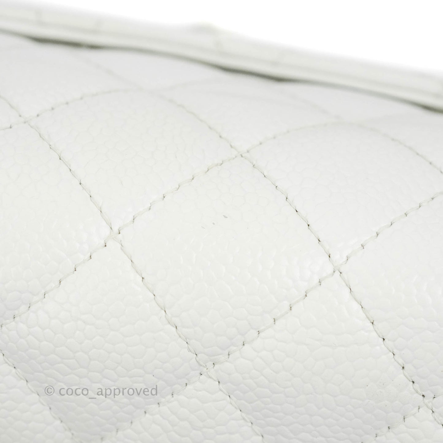 Chanel Classic M/L Medium Double Flap White Caviar Silver Hardware