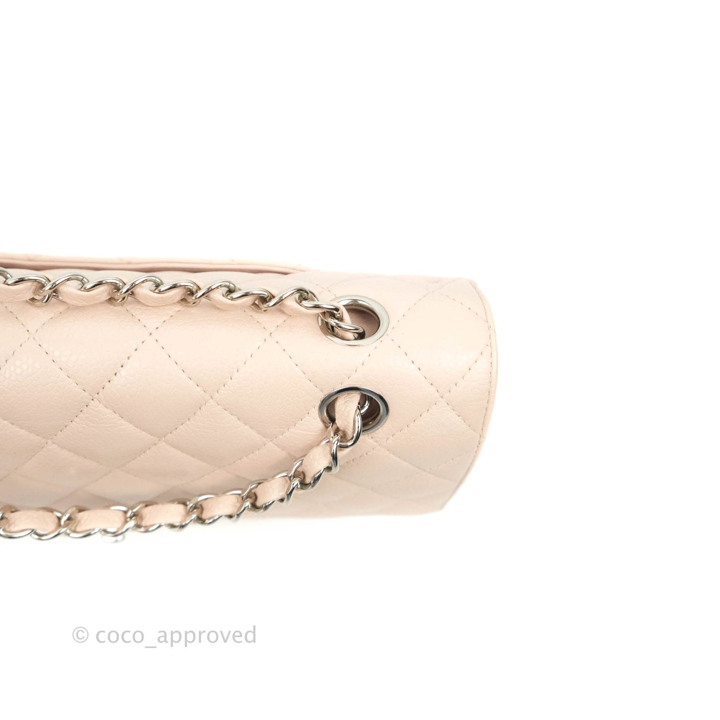 Chanel Classic M/L Medium Flap Quilted Sakura Pink Caviar Silver Hardware