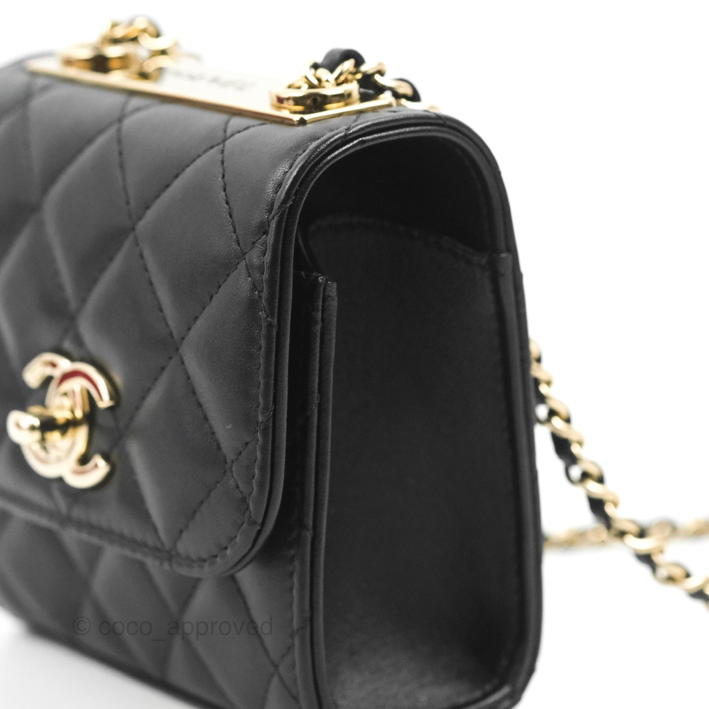 Chanel Mini Quilted Trendy CC Clutch With Chain Black Lambskin Gold Hardware