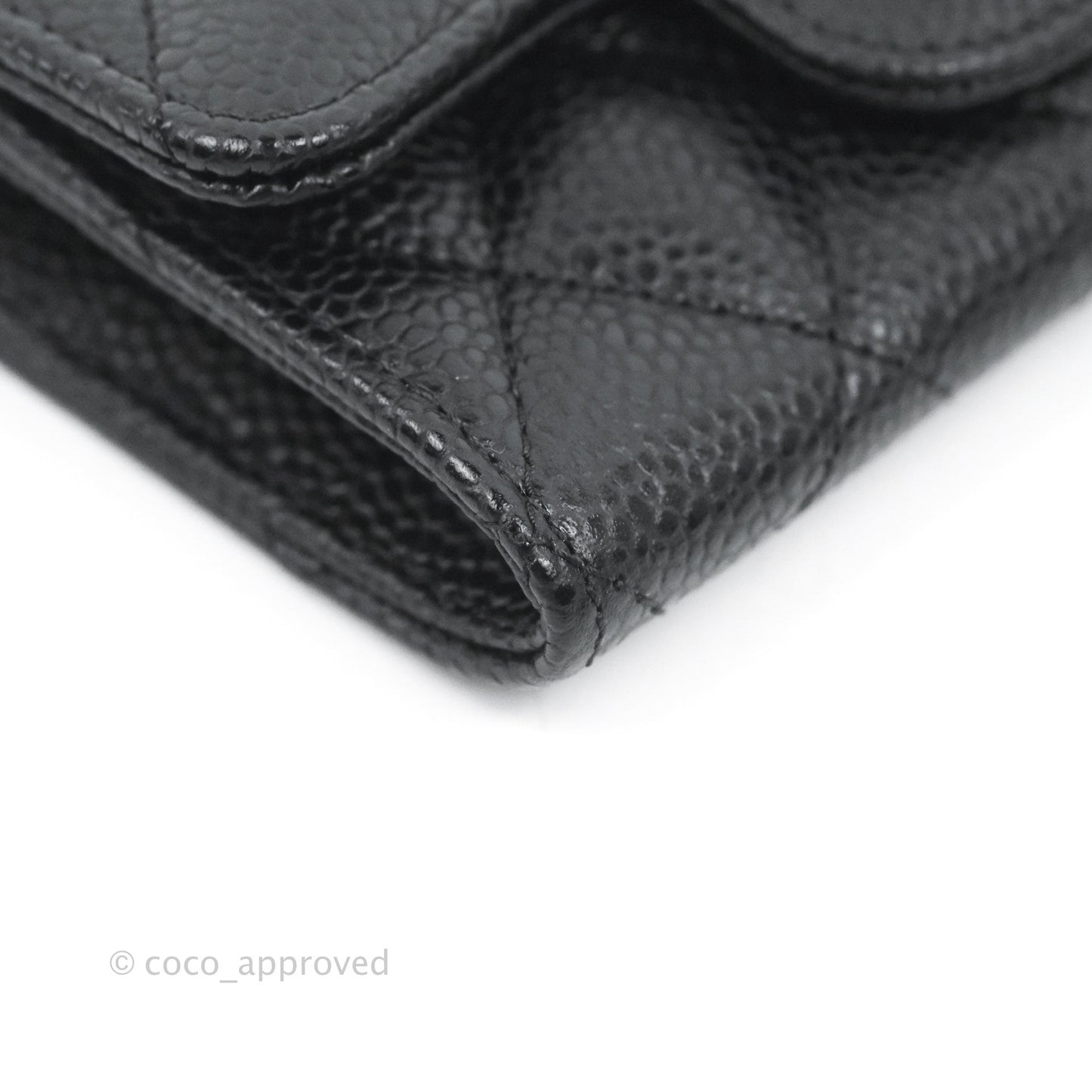 Chanel Quilted Flap Card Holder Black Caviar Silver Hardware
