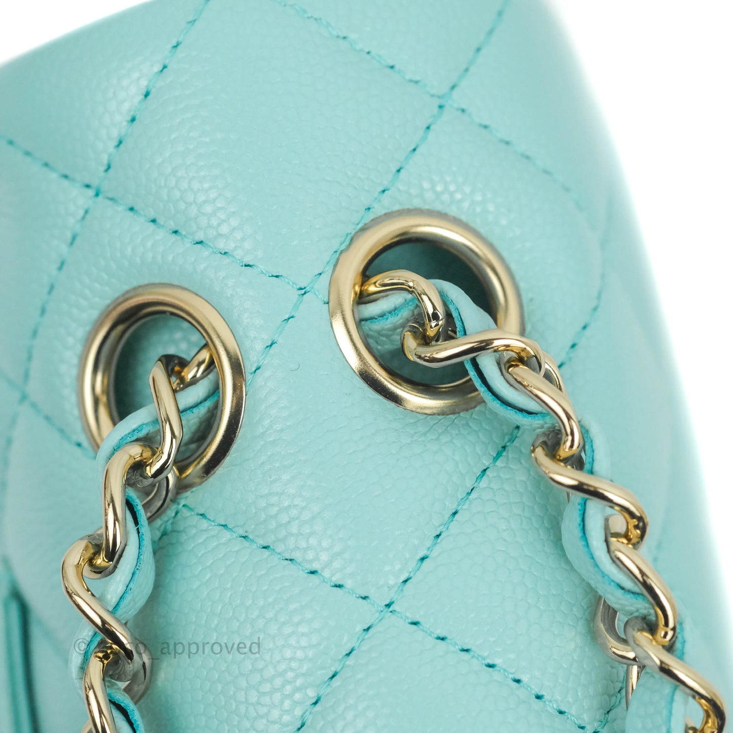 Chanel Classic M/L Medium Flap Quilted Tiffany Blue Caviar Gold Hardware