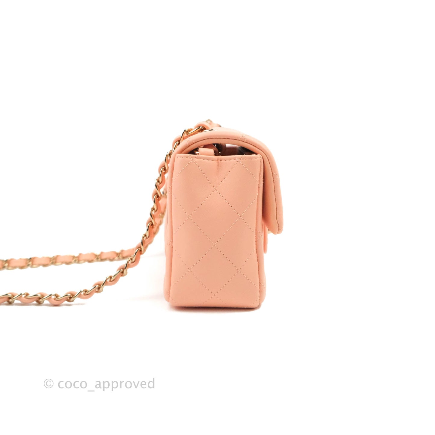 Chanel Quilted Mini Rectangular Flap Orange Clair Lambskin Gold Hardware