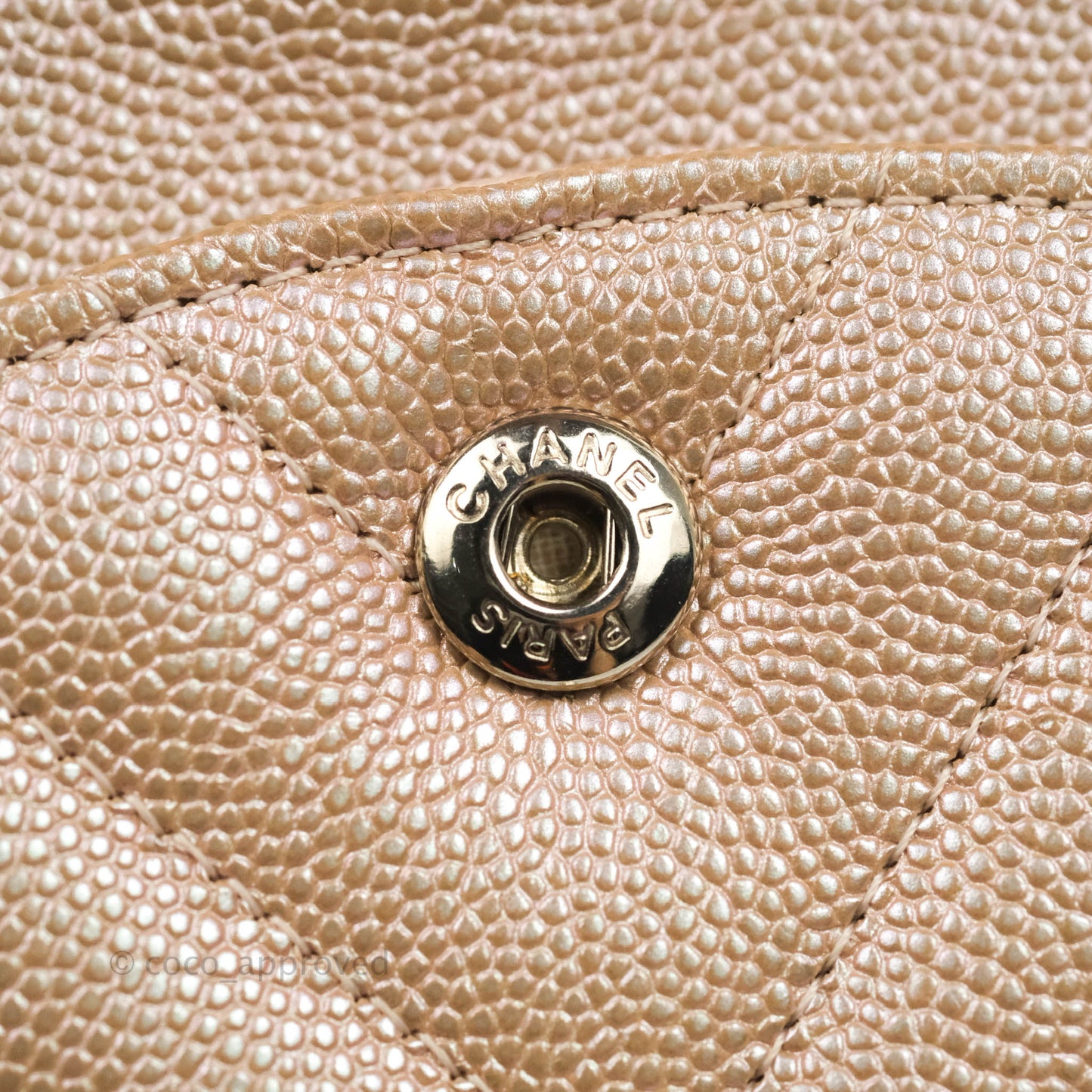 Chanel Classic M/L Medium Double Flap Iridescent Rose Gold Pink Caviar Silver Hardware 17B