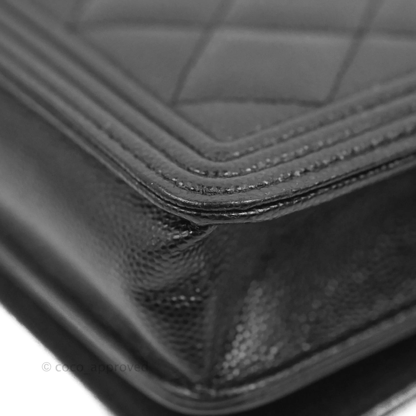 Chanel Quilted Boy Wallet on Chain WOC Black Caviar Ruthenium Hardware