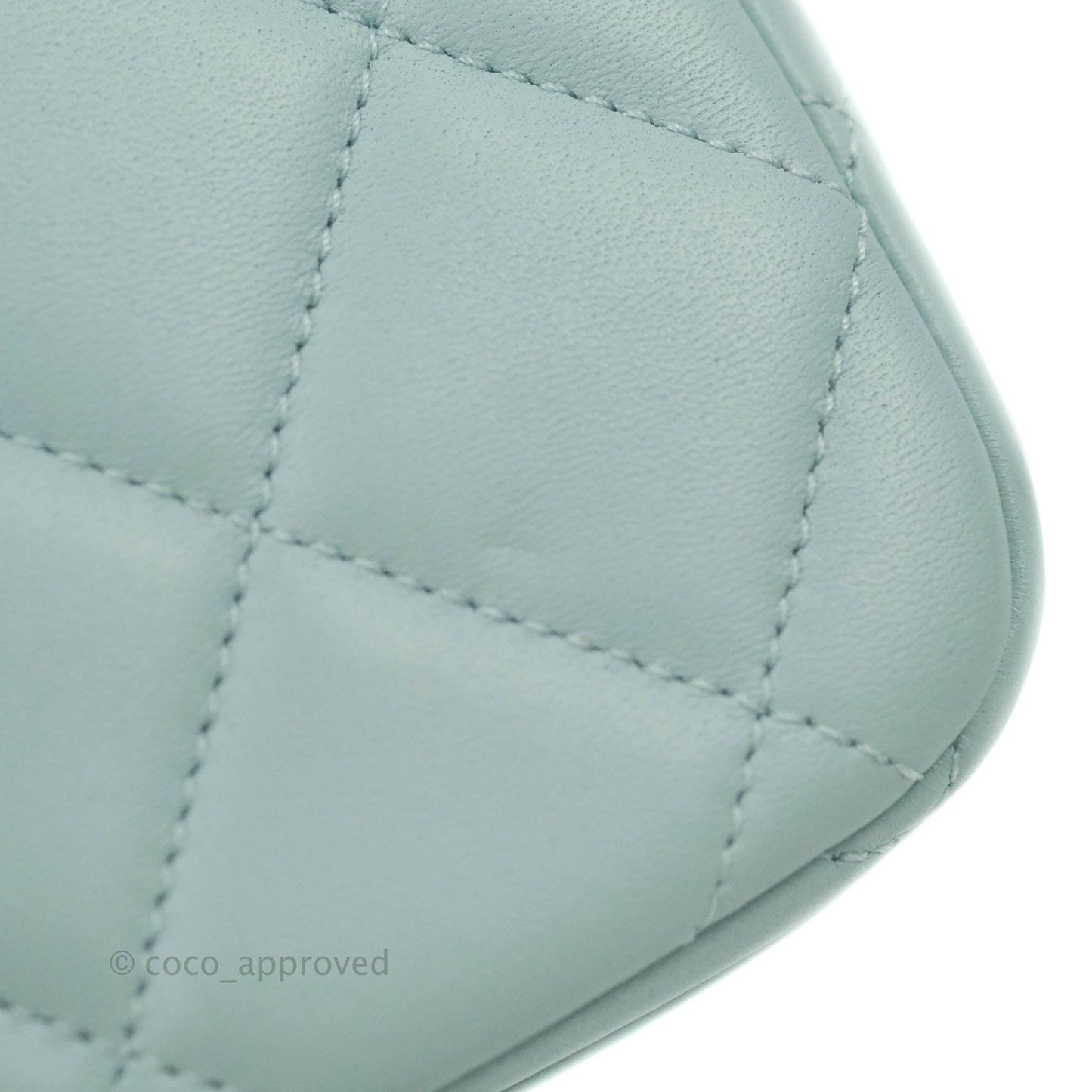 Chanel Quilted My Perfect Mini With Pearl Blue Lambskin Silver Hardware
