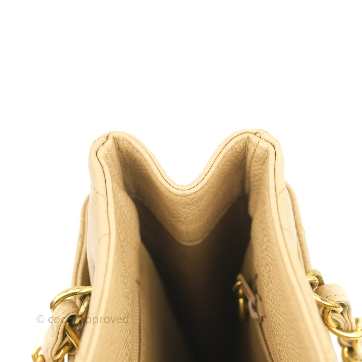 Chanel Vintage CC Quilted Tote Dark Beige Caviar 24K Gold Hardware