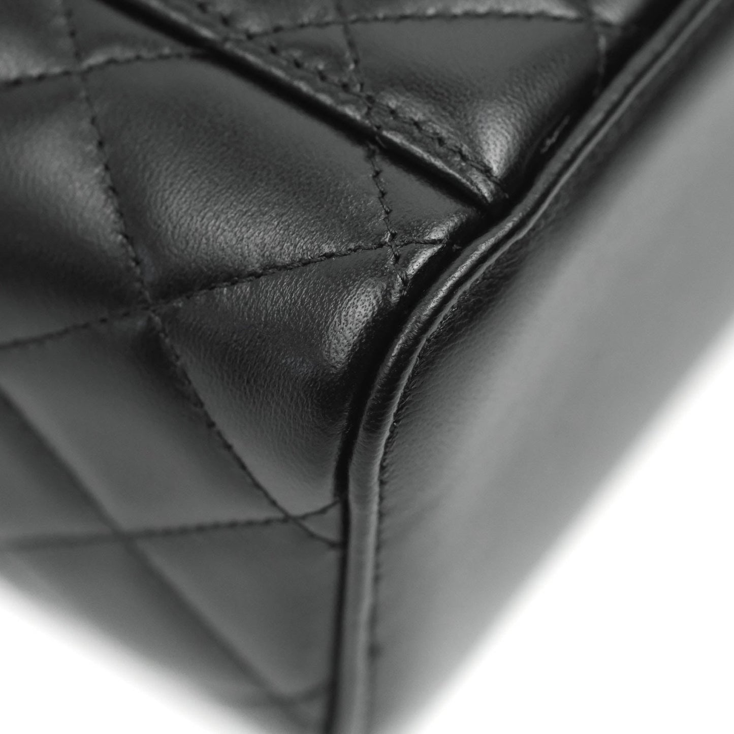 Chanel Classic Vanity Rectangular Top Handle With Chain Black Lambskin Aged Gold Hardware