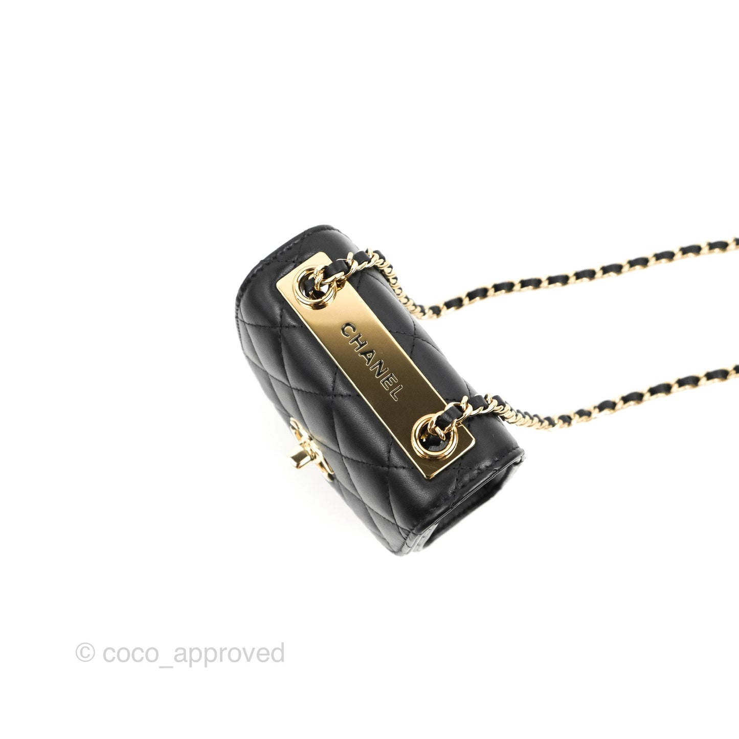 Chanel Mini Quilted Trendy CC Clutch With Chain Black Lambskin Gold Hardware