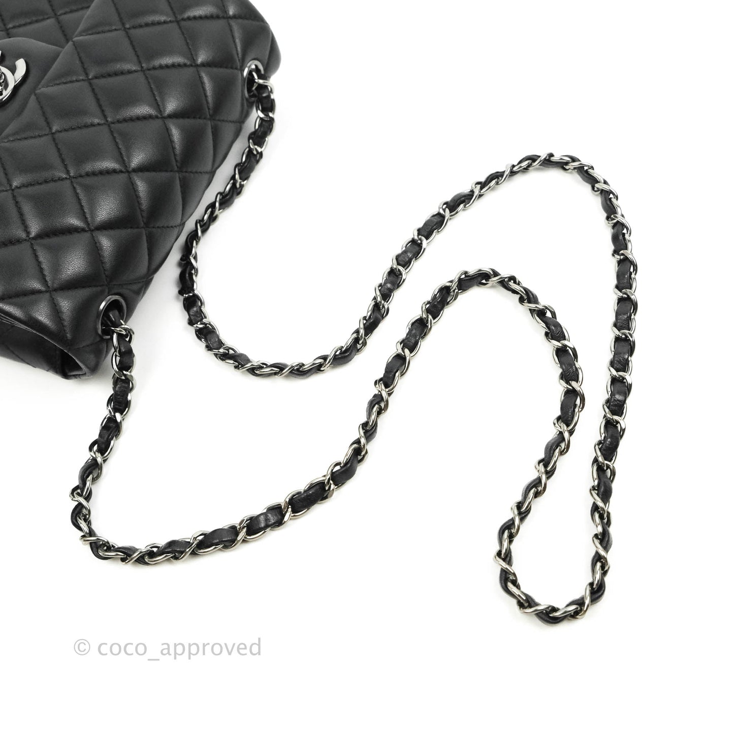 Chanel Quilted Mini Rectangular Black Lambskin Dark Silver Hardware