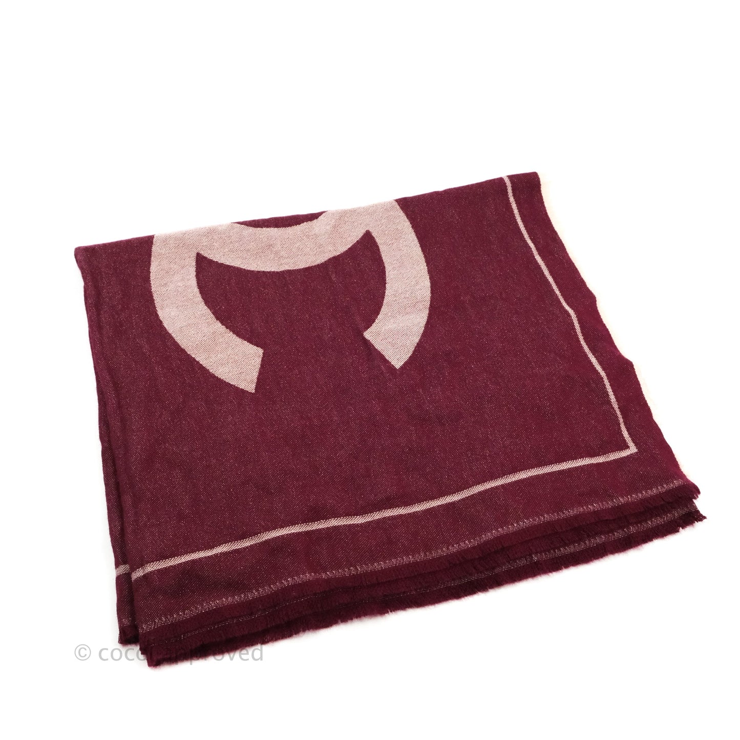 Chanel CC Cashmere Scarf Burgundy