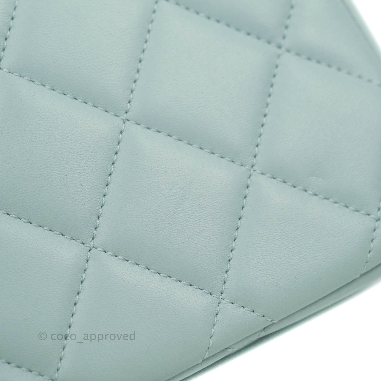 Chanel Quilted My Perfect Mini With Pearl Blue Lambskin Silver Hardware