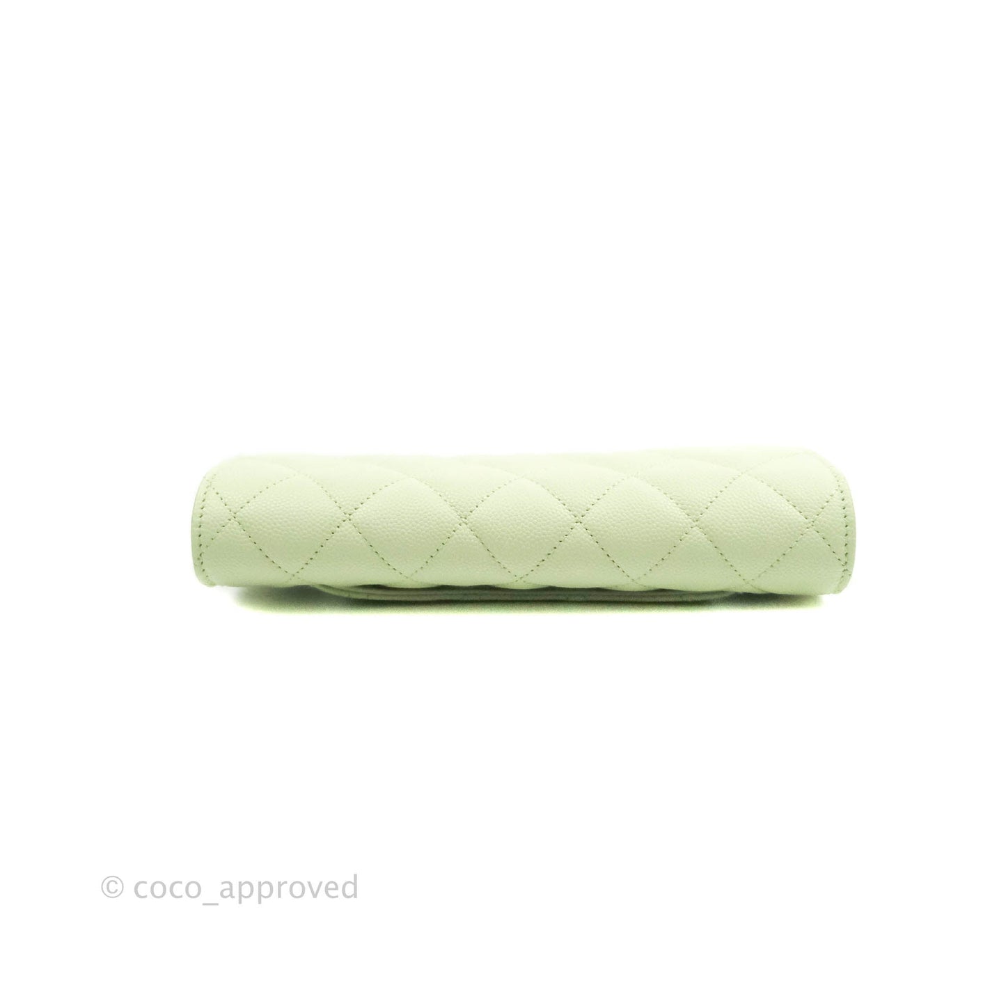 Chanel Caviar Quilted Long Flap Wallet Mint Green Caviar Gold Hardware 22C