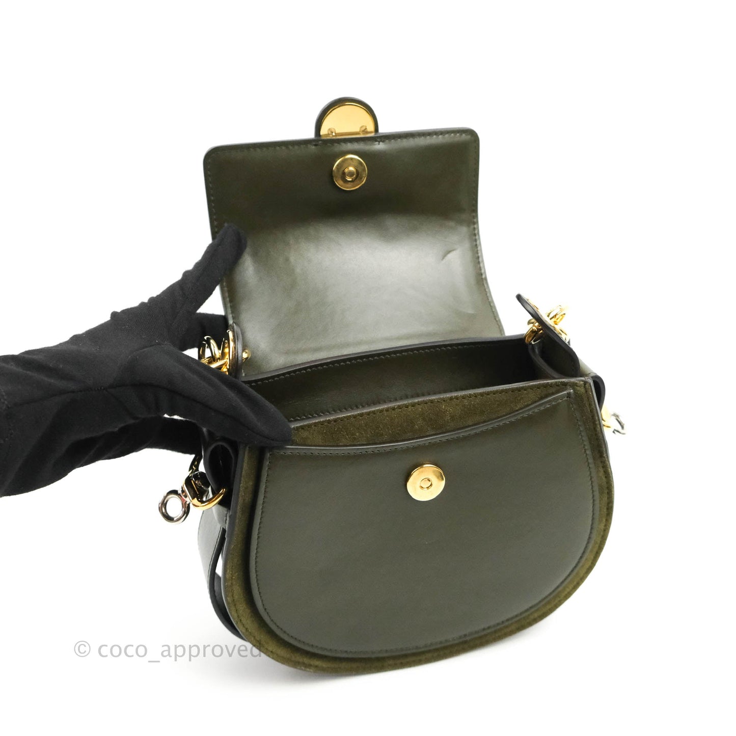 Chloé Small Tess Bag Dark Green Calfskin Suede