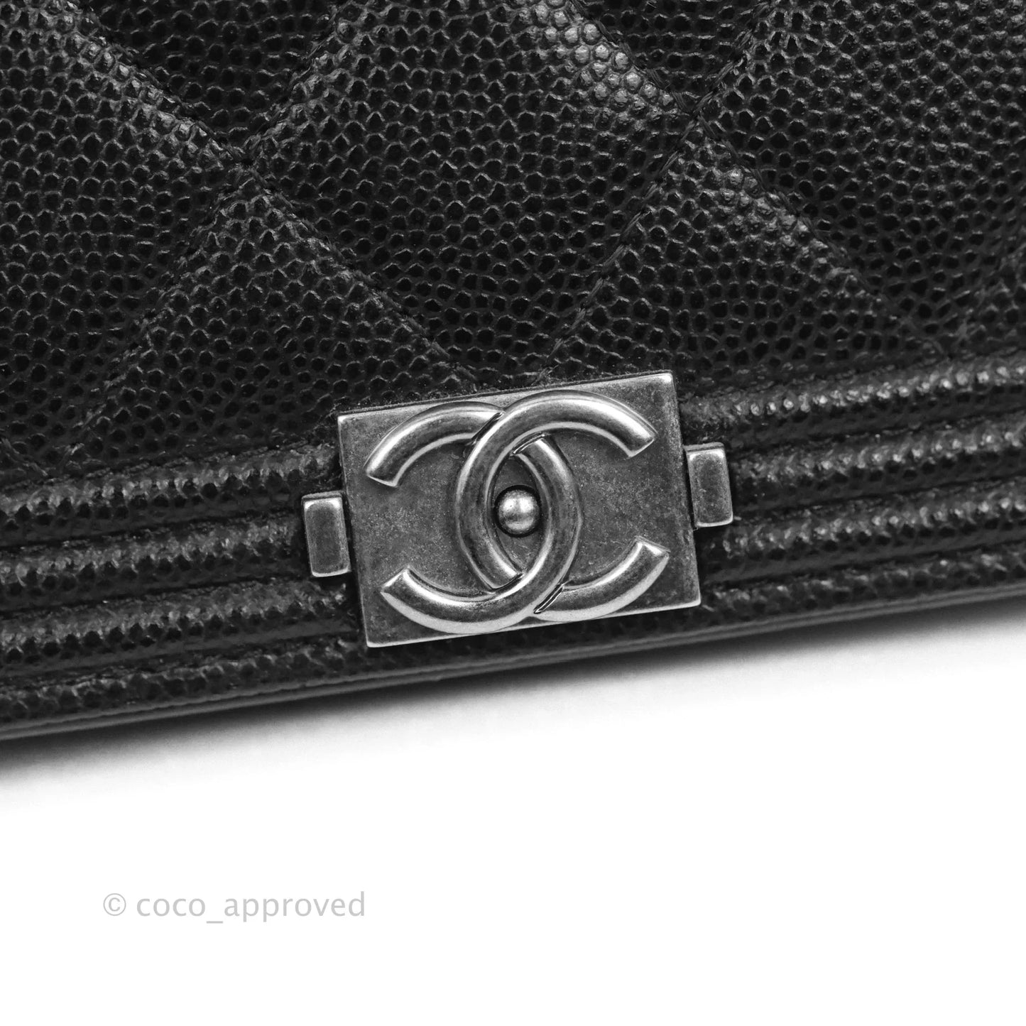 Chanel Quilted Boy Wallet on Chain WOC Black Caviar Ruthenium Hardware