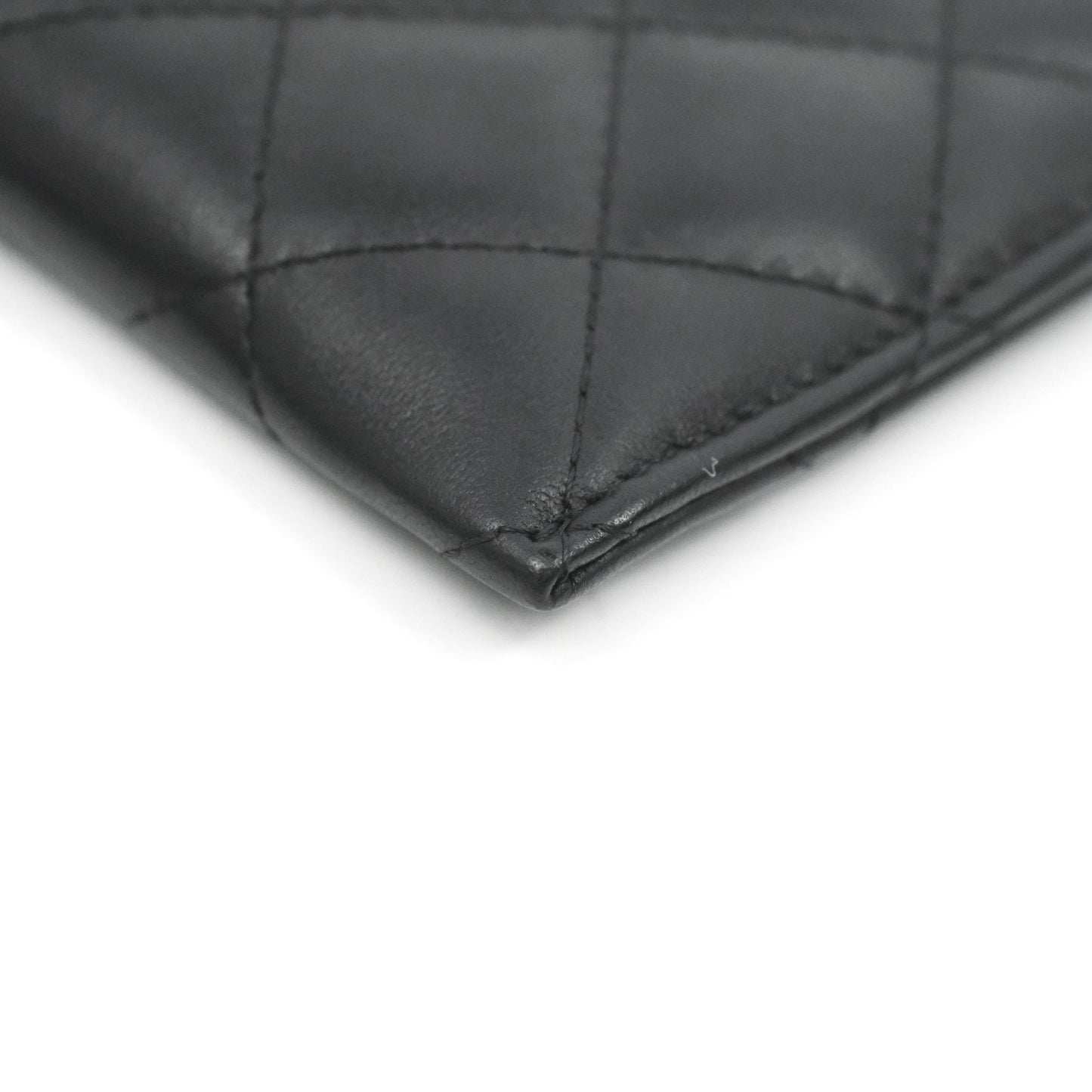 Chanel Classic Zip Pouch Glitter CC Black Lambskin Silver Hardware
