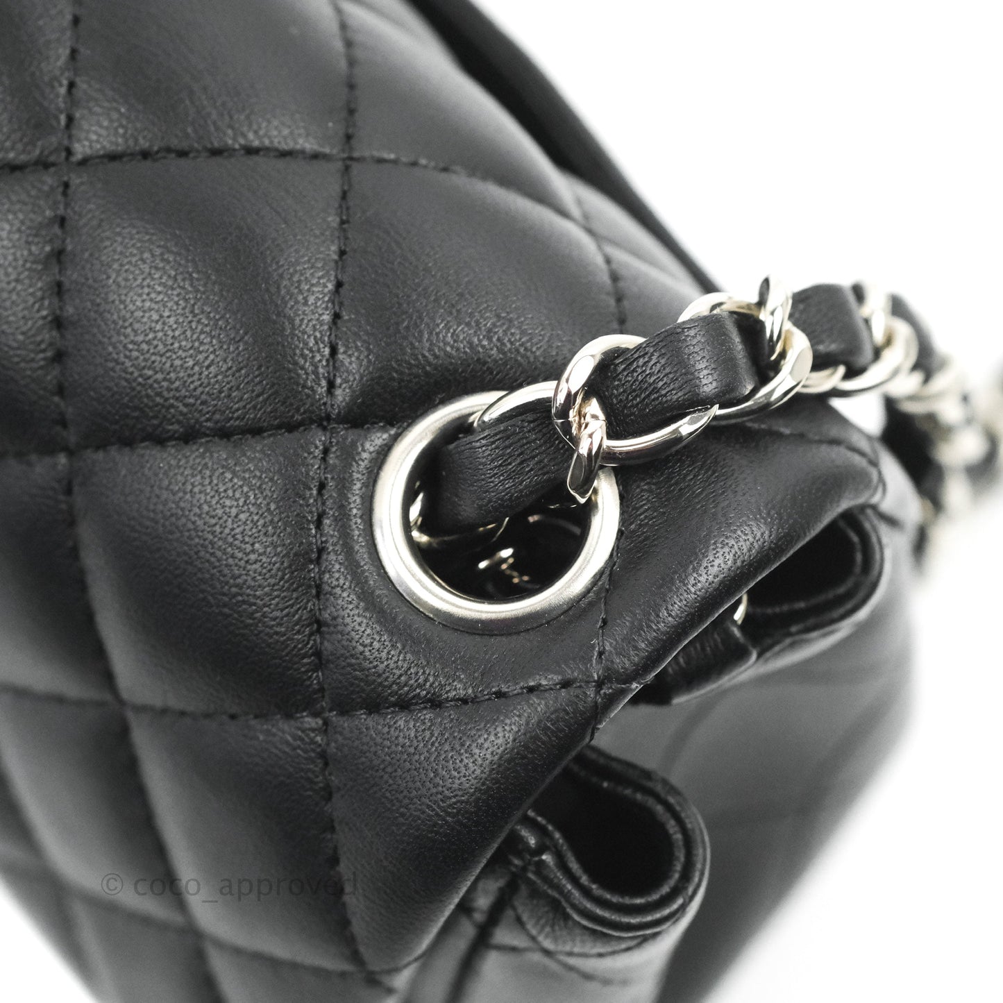 Chanel Mini Square Black Lambskin Silver Hardware