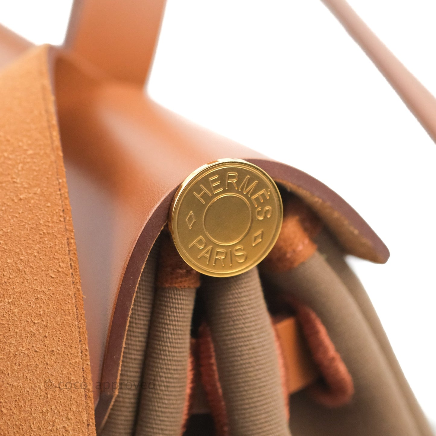 Hermès Retourne Herbag Zip 31 Etoupe-Dune/Fauve Canvas Gold Hardware