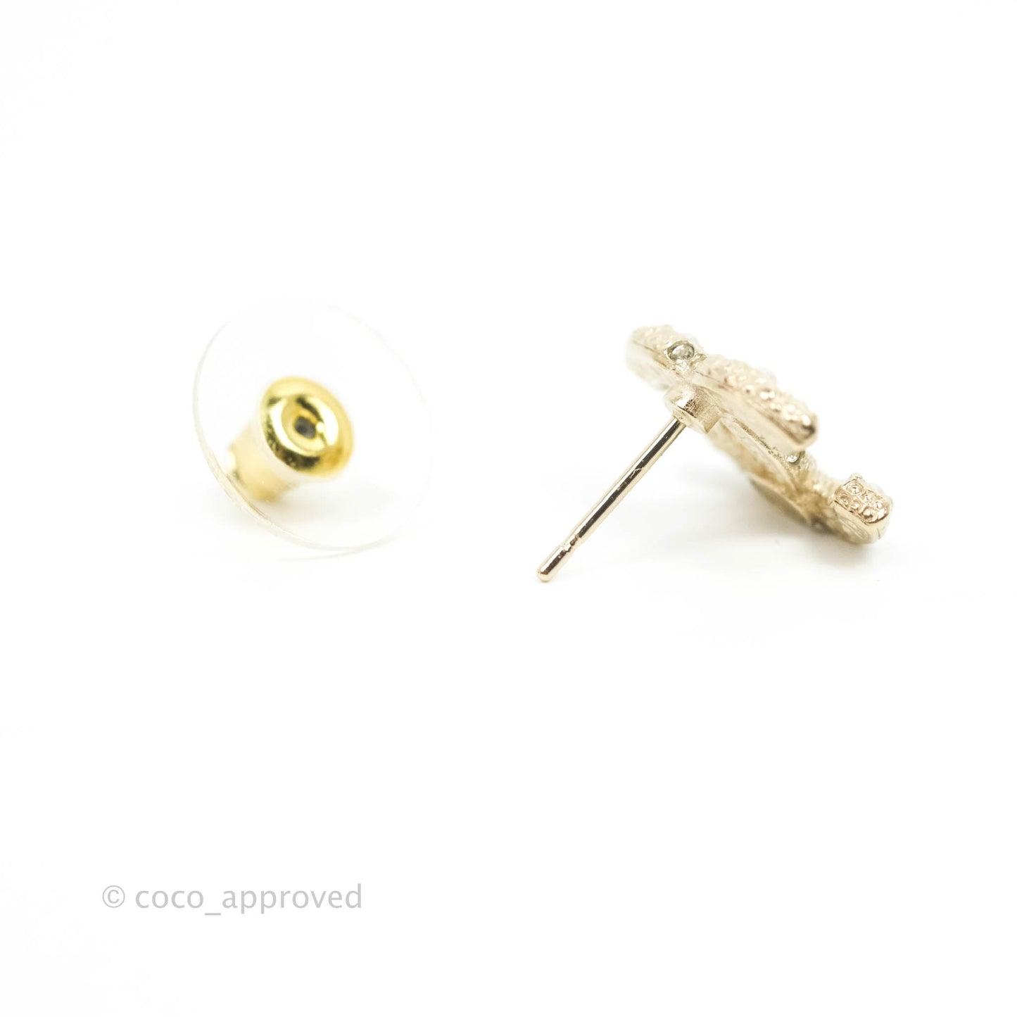 Chanel Pearl CC Earrings Gold Tone 22V