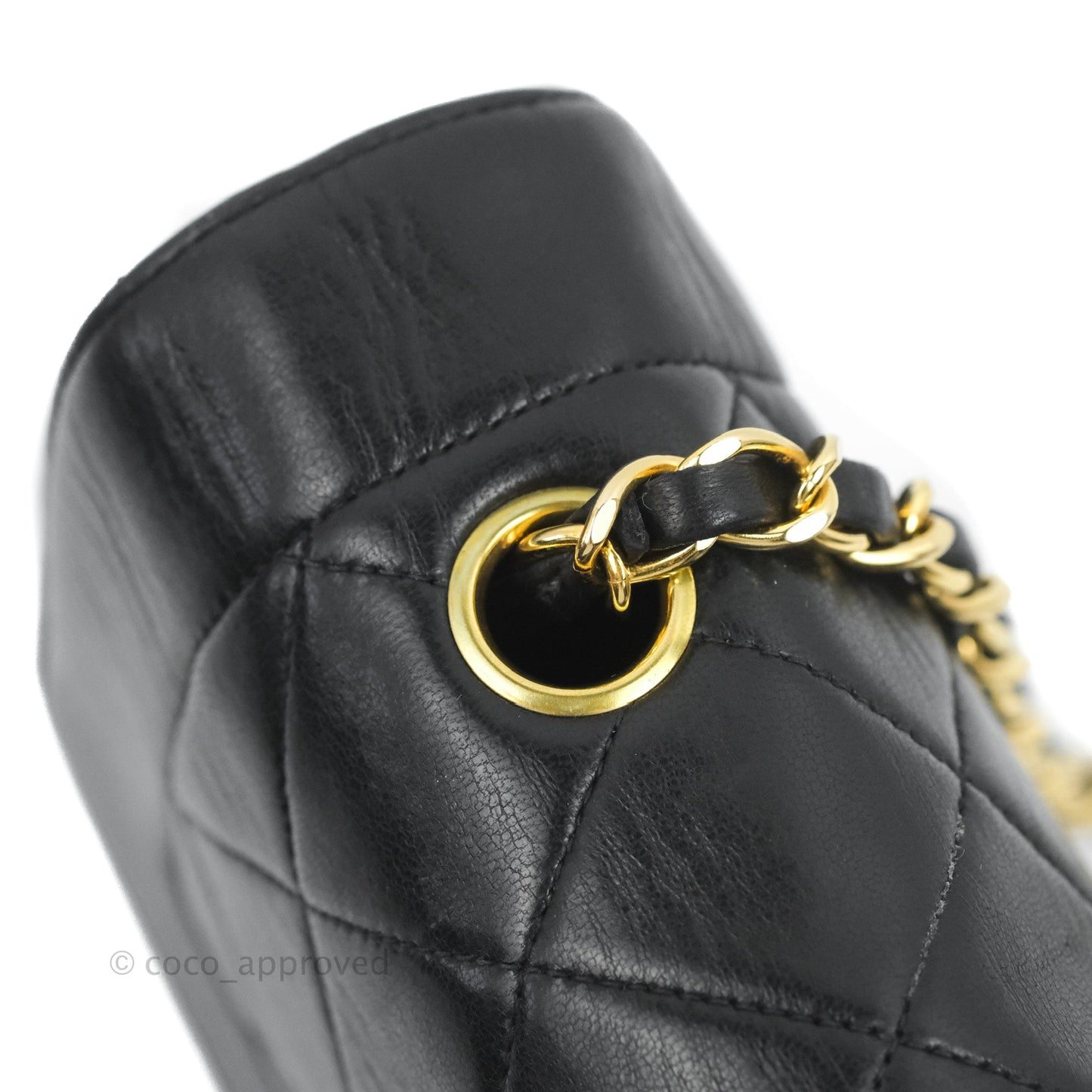Chanel Vintage Small Quilted Classic Diana Flap Bag Black Lambskin 24K Gold Hardware